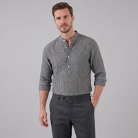 Herren Streifenhemd Henley mit Stehkragen | Horst