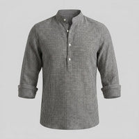 Herren Streifenhemd Henley mit Stehkragen | Horst