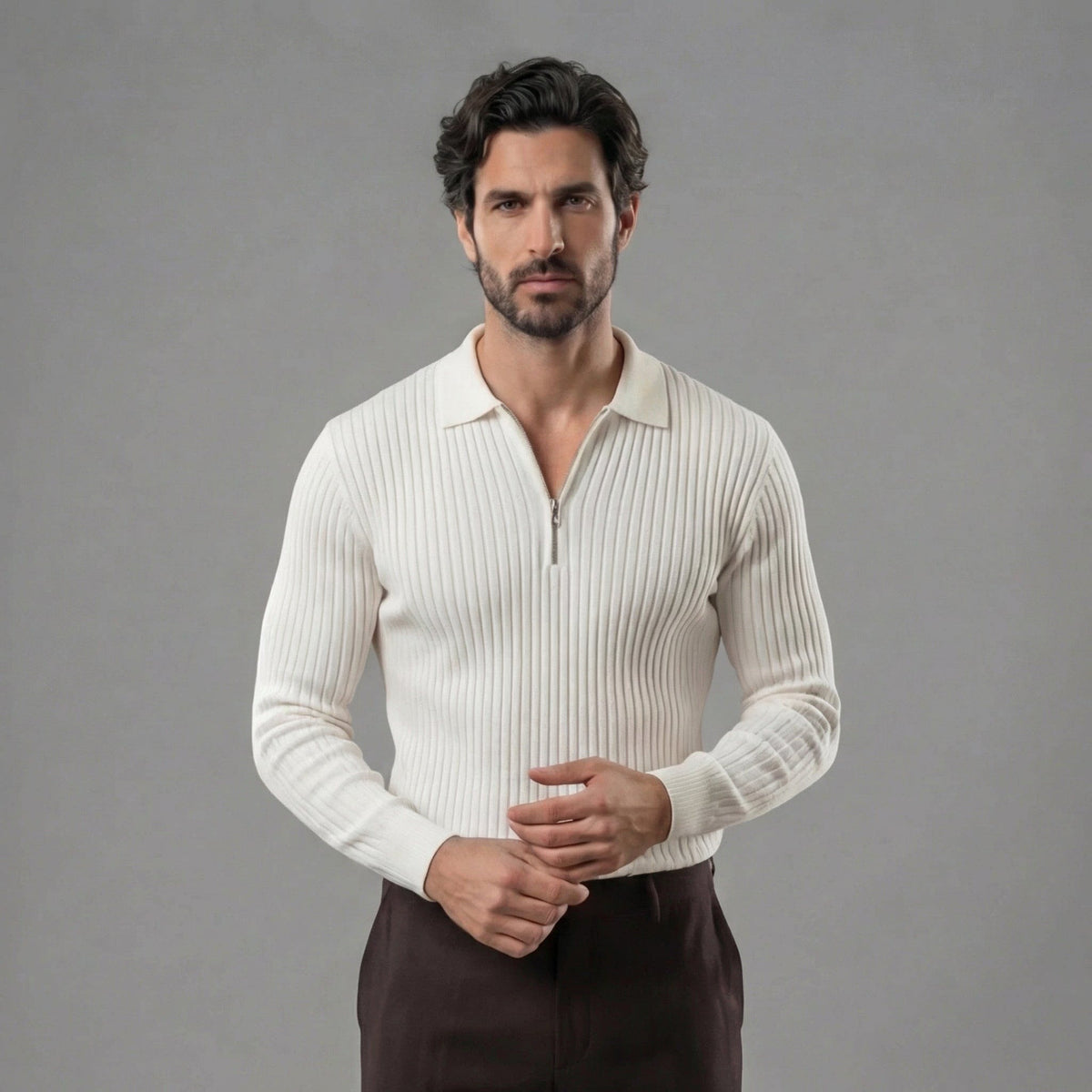 Herren Strickpullover mit Reißverschluss | Silvester_1