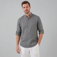 Herren Stehkragenhemd Comfort Fit mit halber Knopfleiste | Hubert