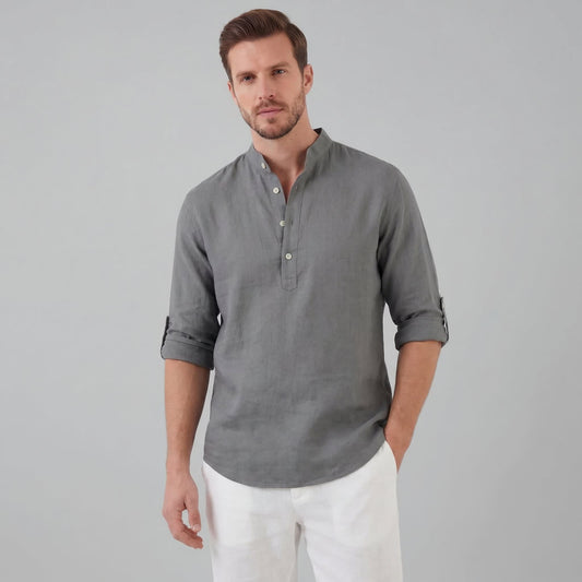 Herren Stehkragenhemd Comfort Fit mit halber Knopfleiste | Hubert_1