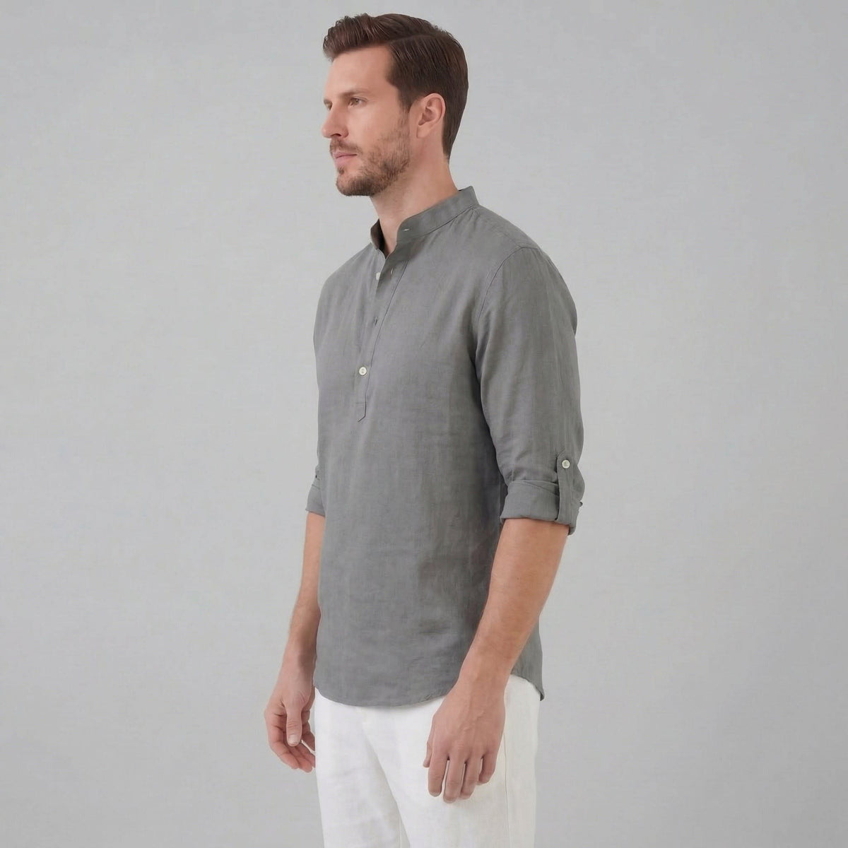 Herren Stehkragenhemd Comfort Fit mit halber Knopfleiste | Hubert_5