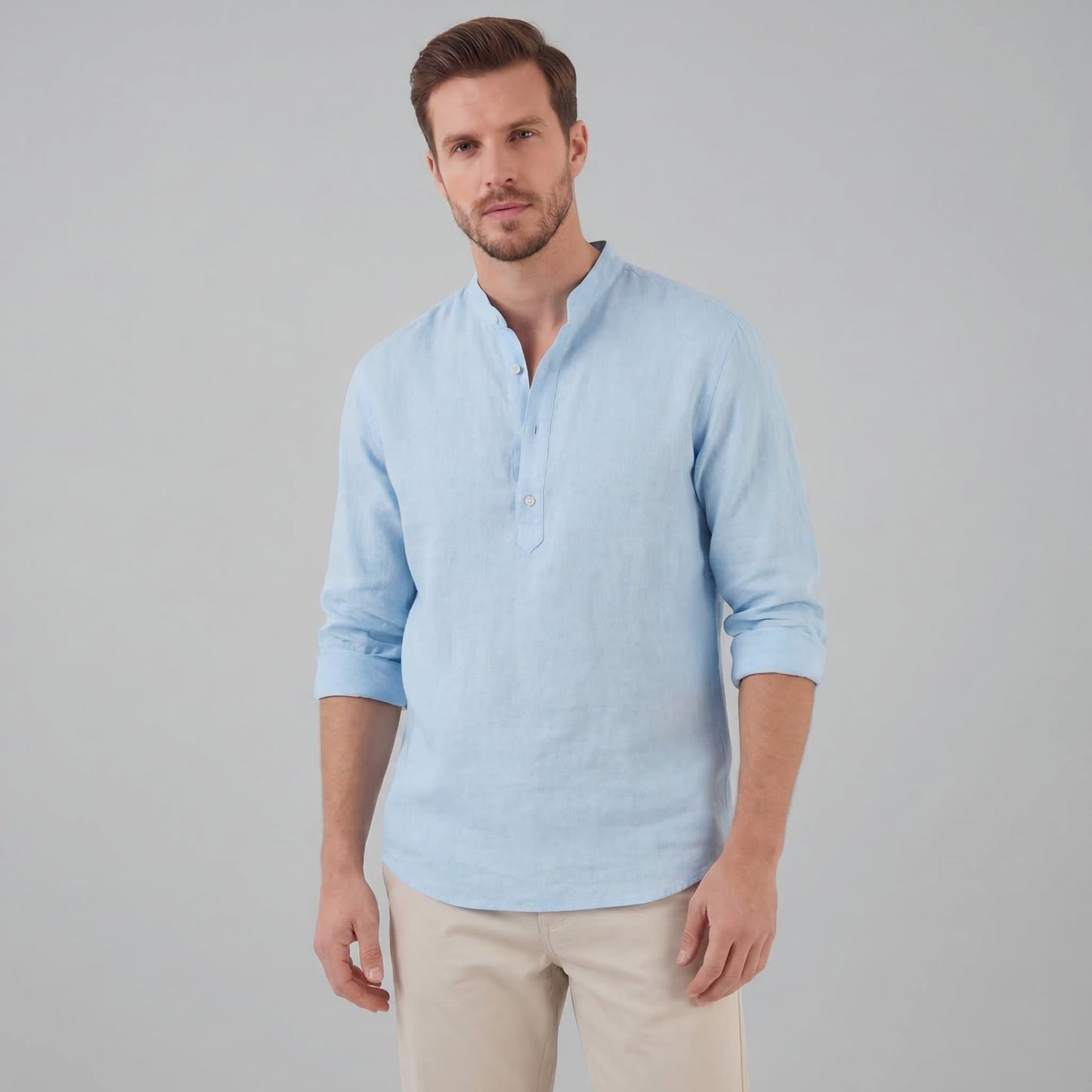 Herren Stehkragenhemd Comfort Fit mit halber Knopfleiste | Hubert_6