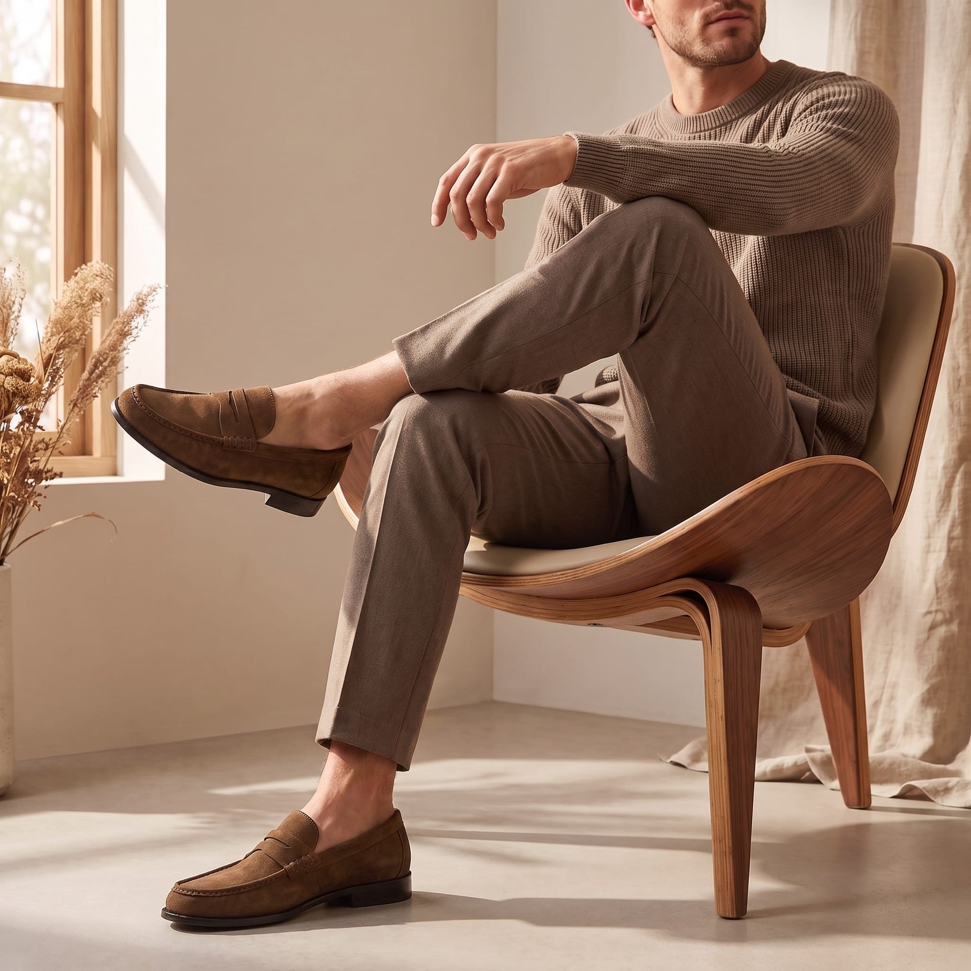 Herren Mikrofaser-Loafer in Wildlederoptik | Hubertus