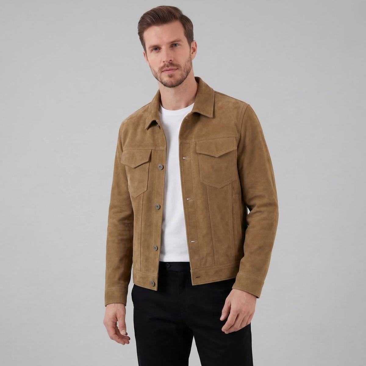 Herren Hemdjacke in Wildlederoptik mit Brusttaschen | Erich