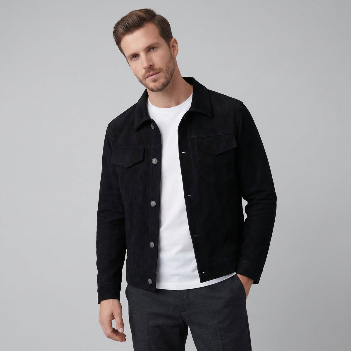 Herren Hemdjacke in Wildlederoptik mit Brusttaschen | Erich_6