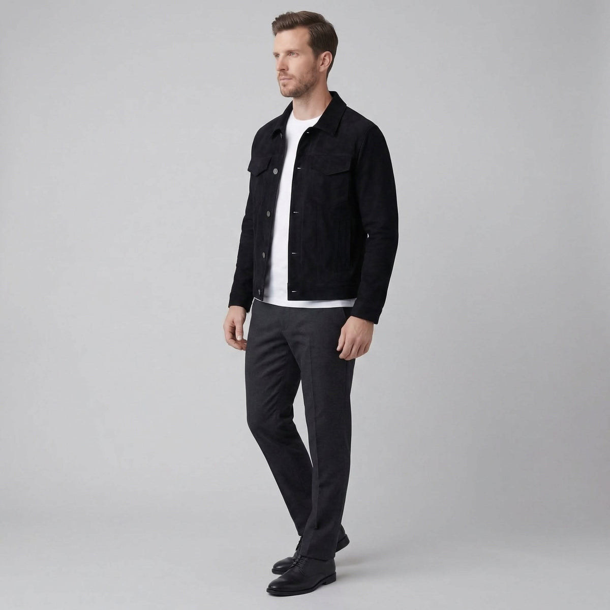 Herren Hemdjacke in Wildlederoptik mit Brusttaschen | Erich_9