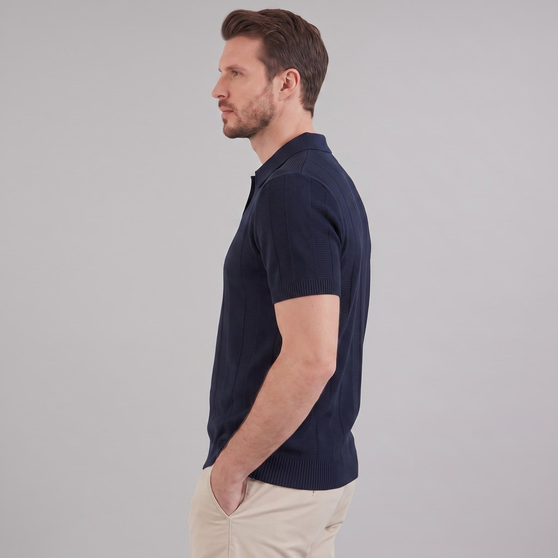 Herren Strickpolo mit Strukturmuster | Magnus