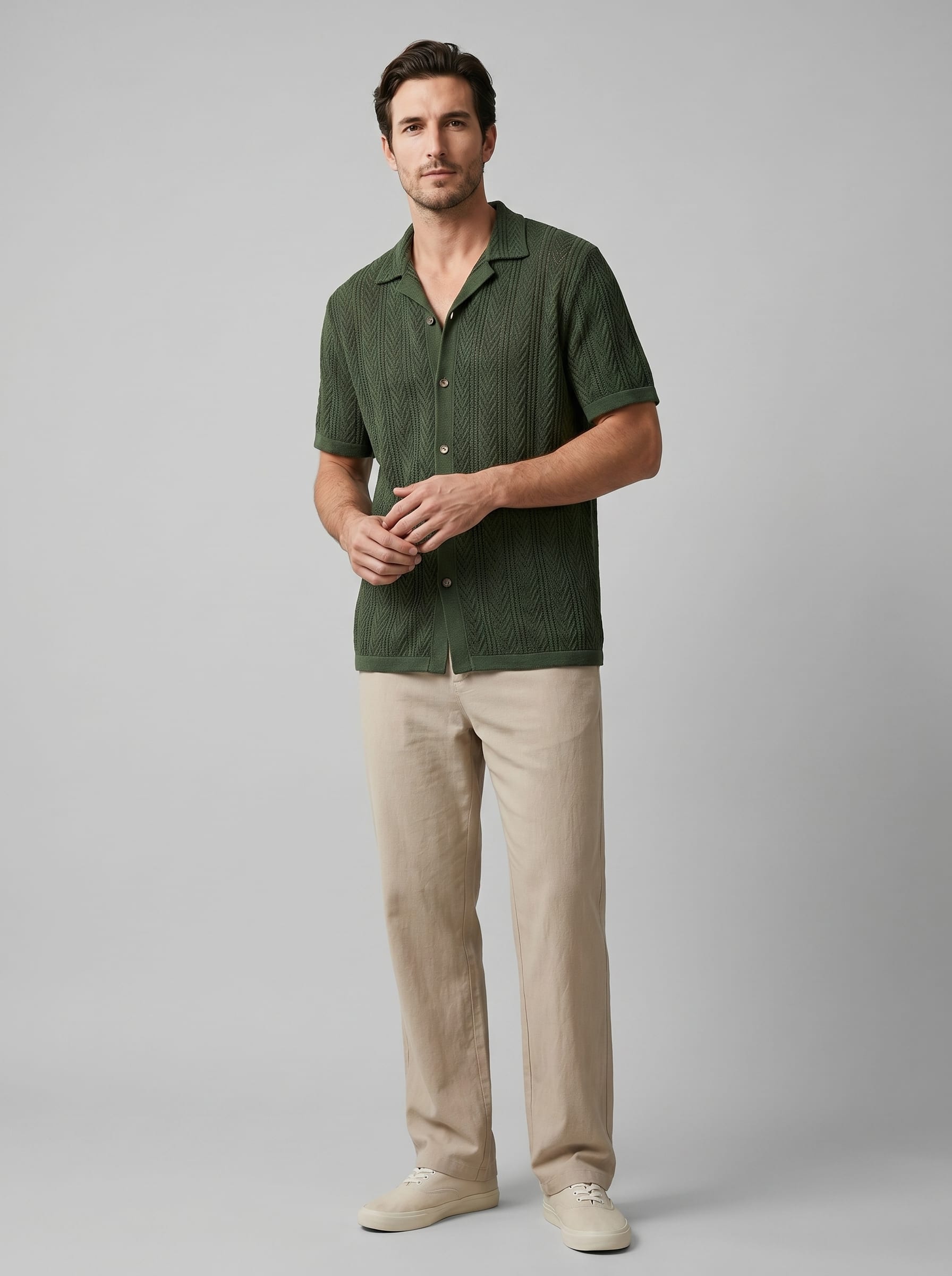 Herren Strickset mit Kubakragen und Hose | Burkhard