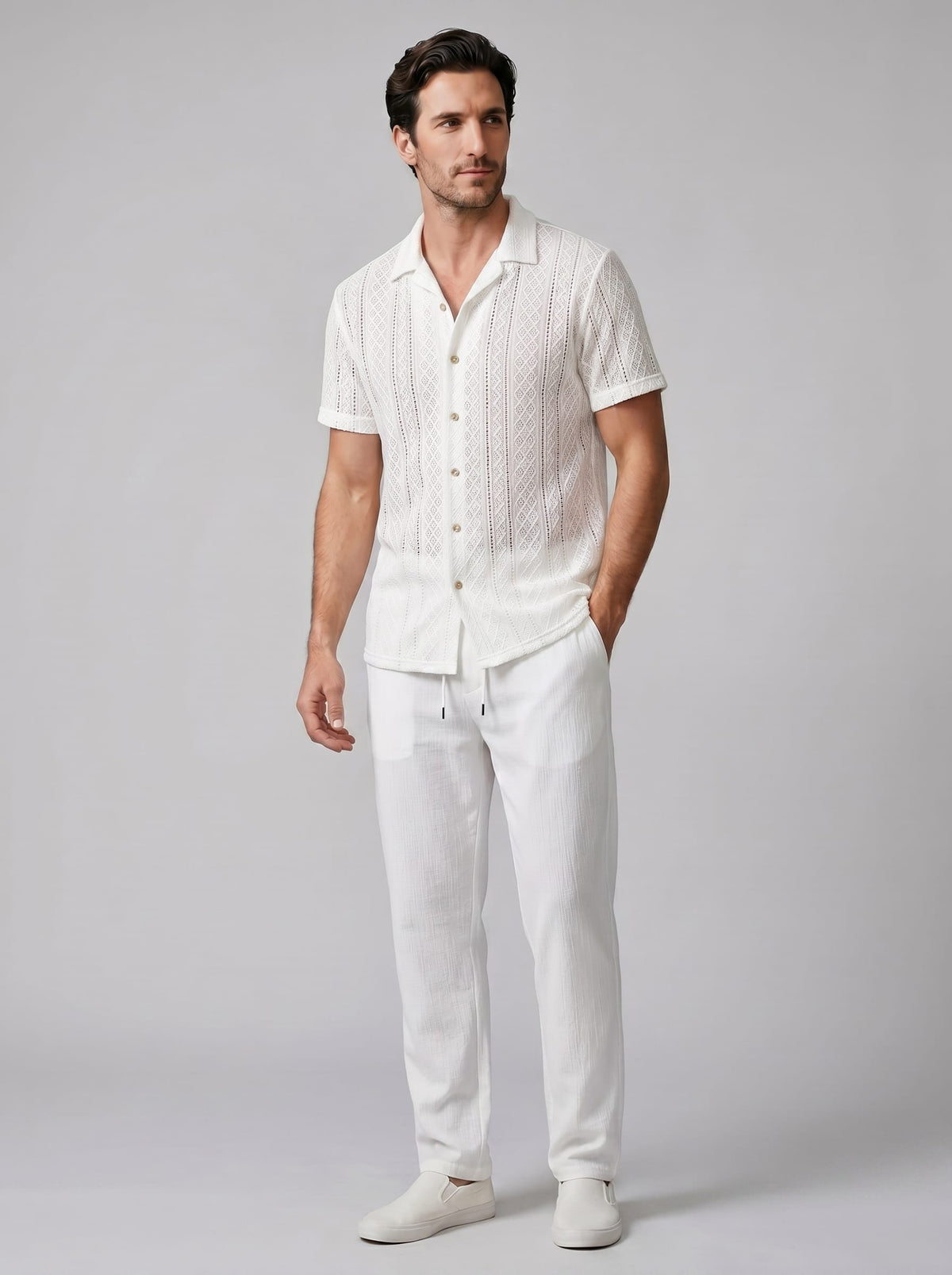 Herren Strickset mit Kubakragen und Hose | Burkhard