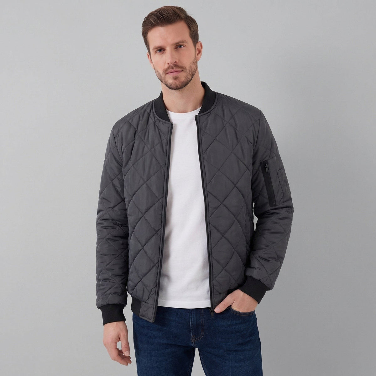 Herren Steppjacke im Bomber-Schnitt mit Rippbündchen | Walter