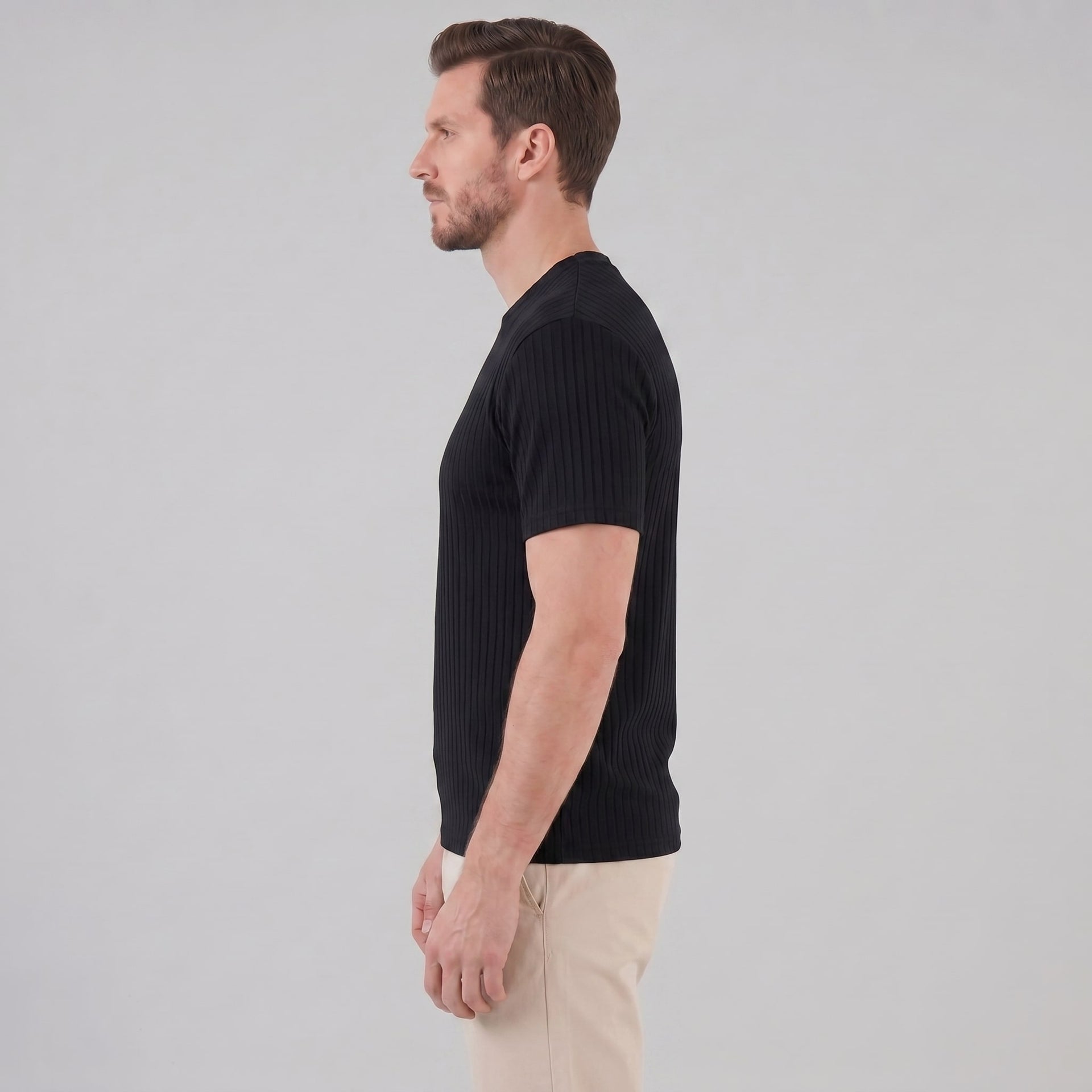 Herren Rippshirt Slim Fit mit Rundhalsausschnitt | Hellmut