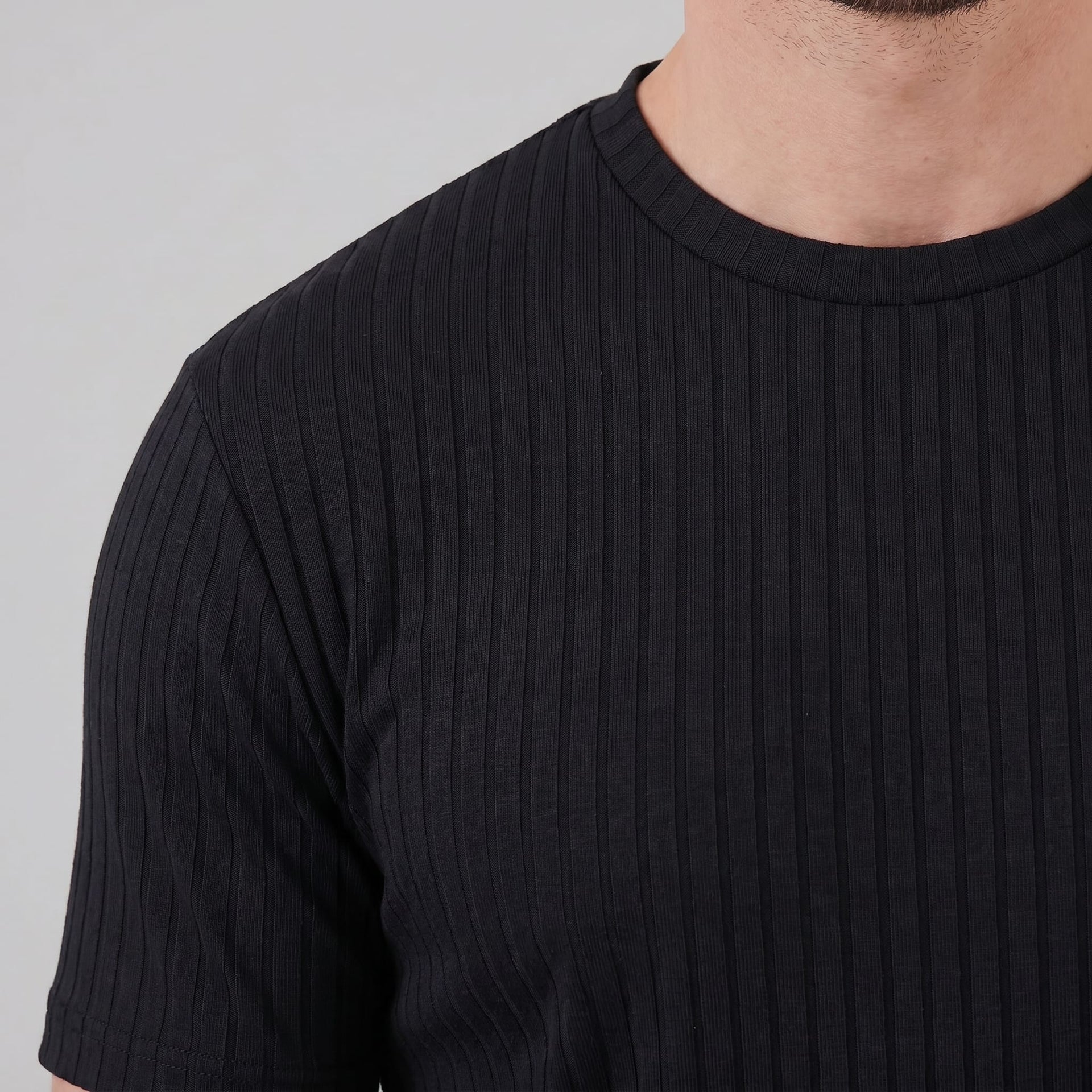 Herren Rippshirt Slim Fit mit Rundhalsausschnitt | Hellmut