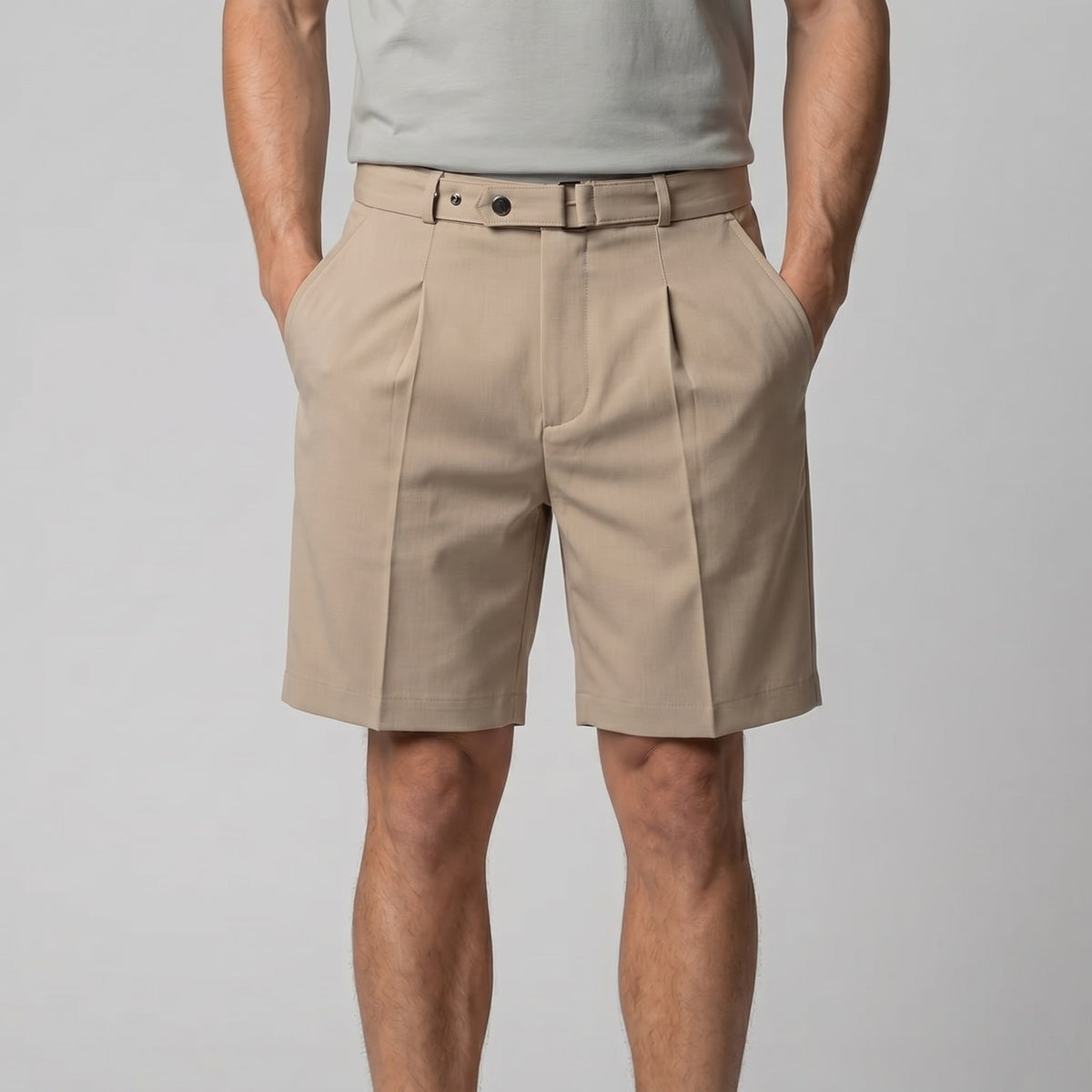 Herren Bundfaltenshorts mit Seitenschnalle | Roman