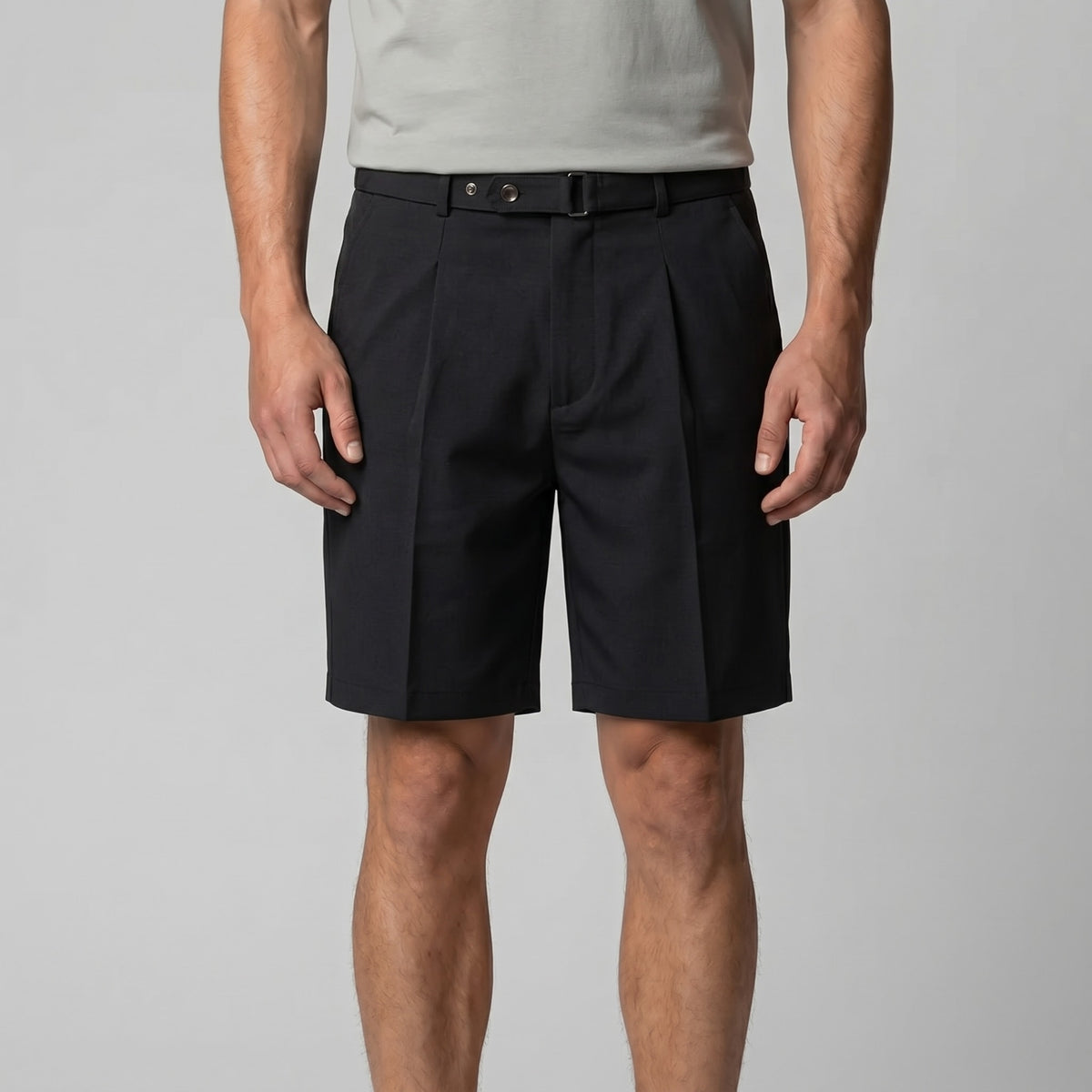 Herren Bundfaltenshorts mit Seitenschnalle | Roman_6