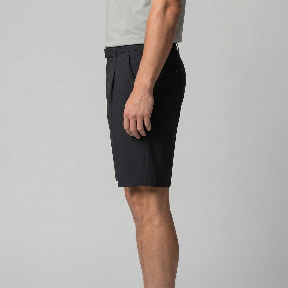 Herren Bundfaltenshorts mit Seitenschnalle | Roman_7
