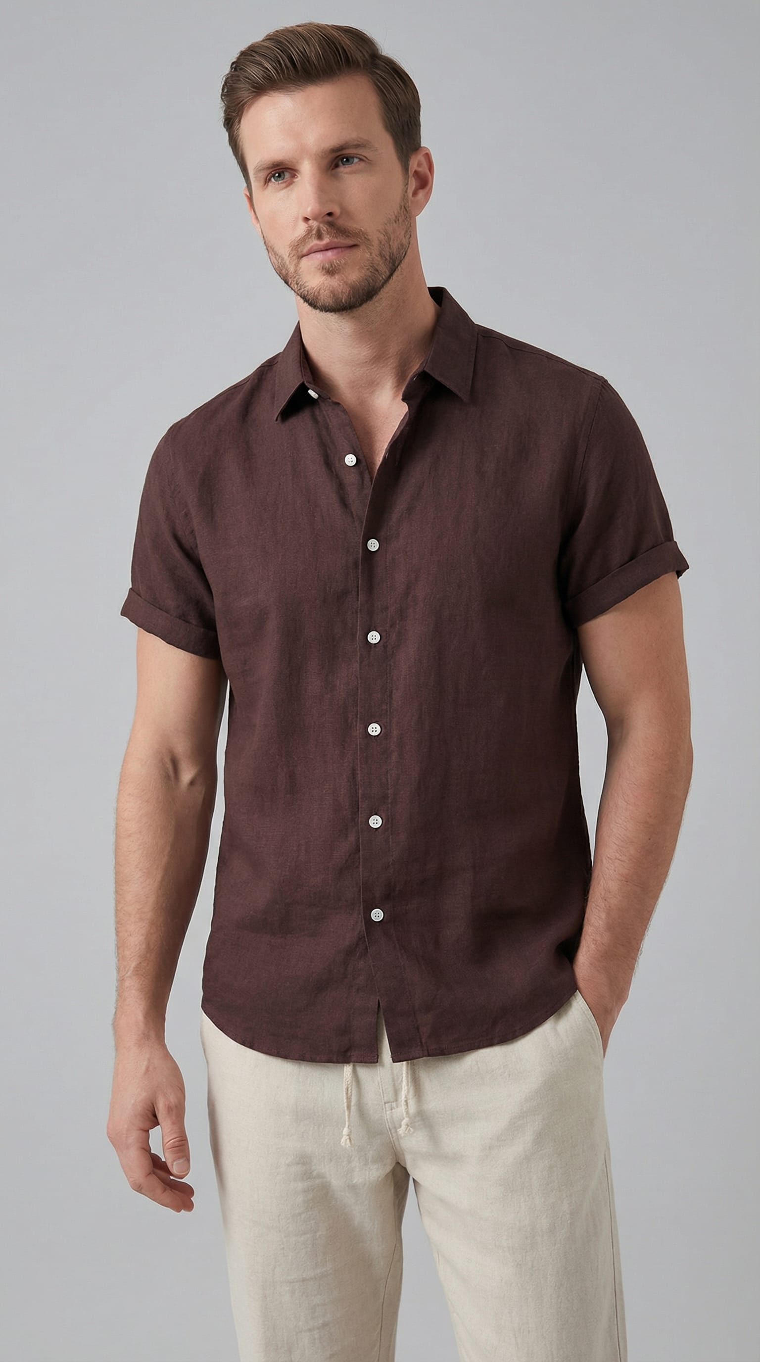 Herren Leinenset mit Stehkragen | Christian