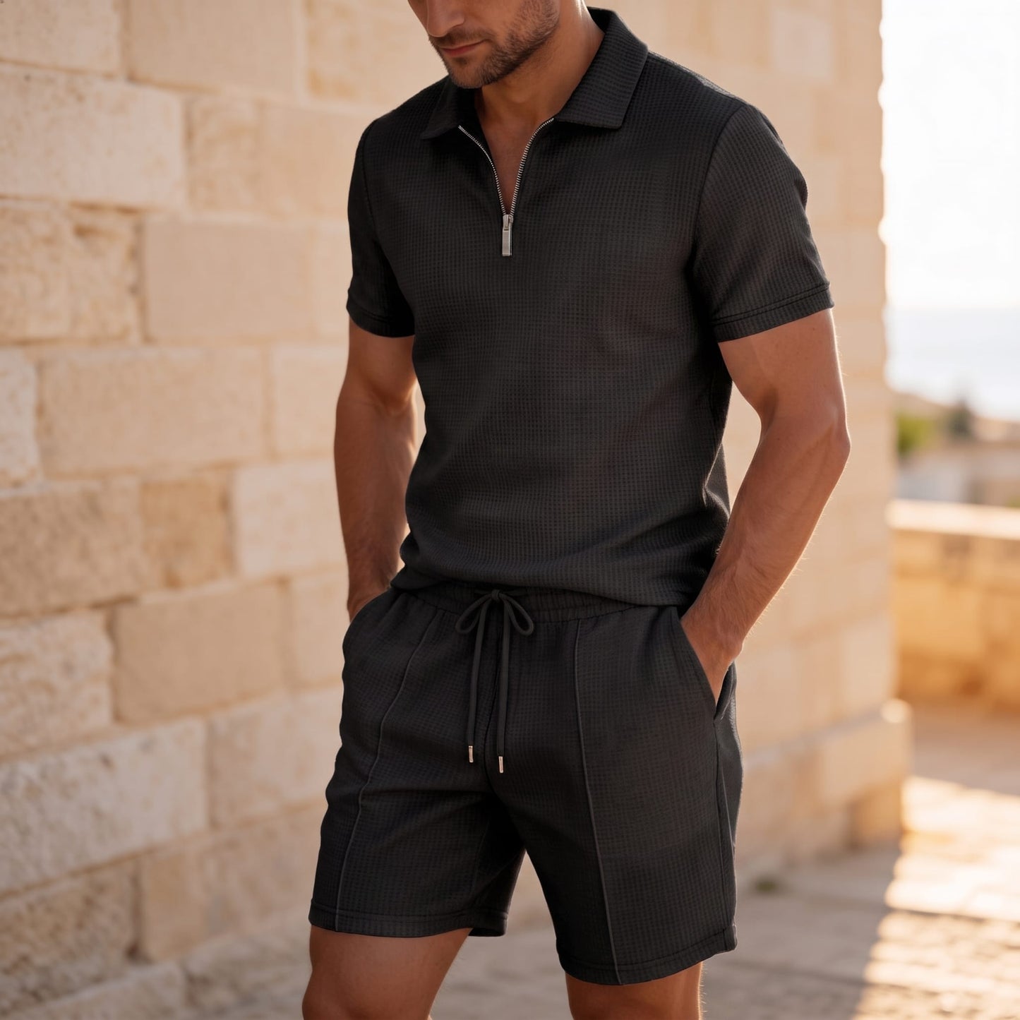 Herren Polo-Set mit Shorts und Reißverschluss | Marcel_12