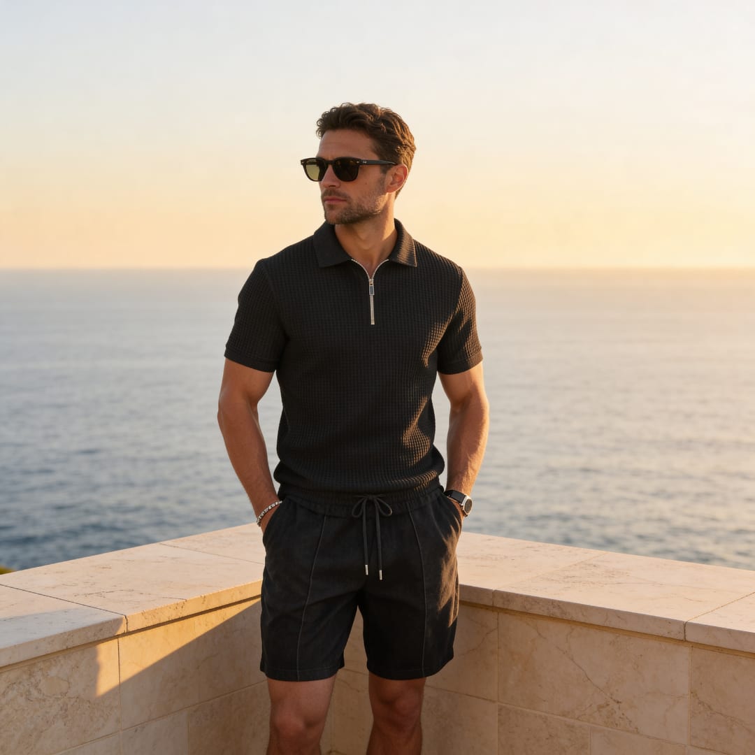 Herren Polo-Set mit Shorts und Reißverschluss | Marcel_13