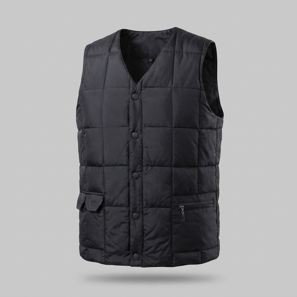 Herren Steppweste mit V-Ausschnitt und Knopfleiste | Walther_2
