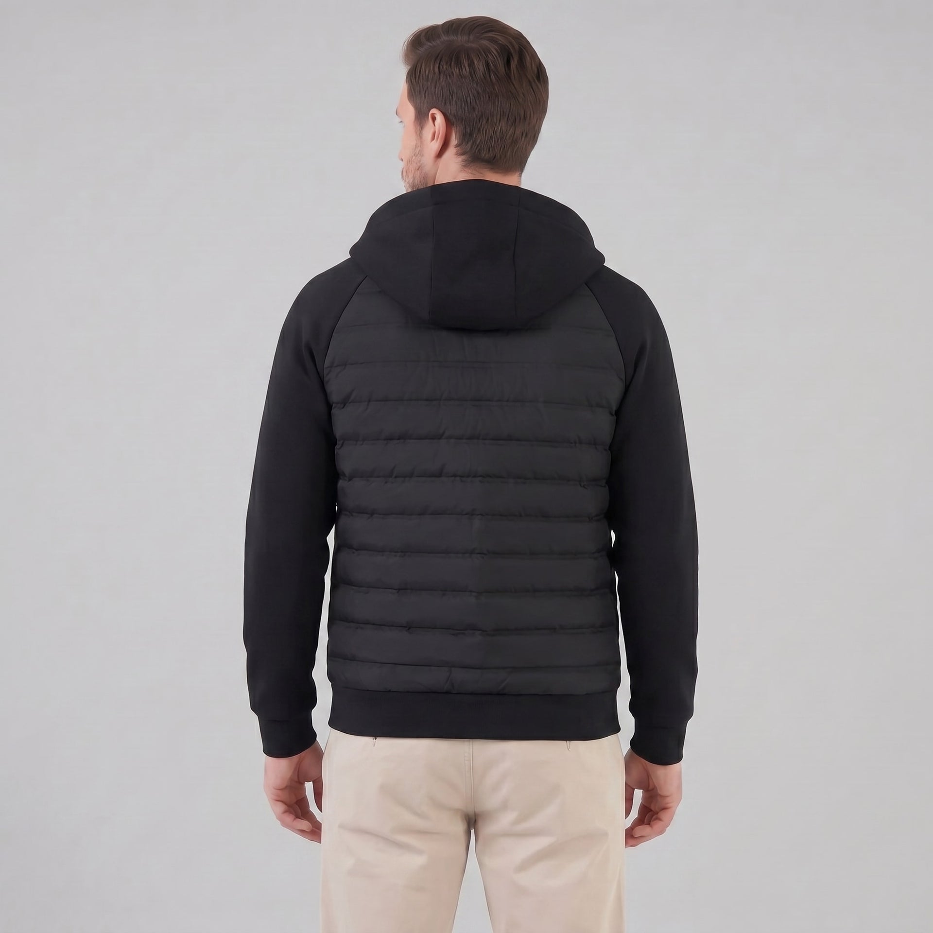 Herren Steppjacke mit Strickärmeln und Kapuze | Wieland