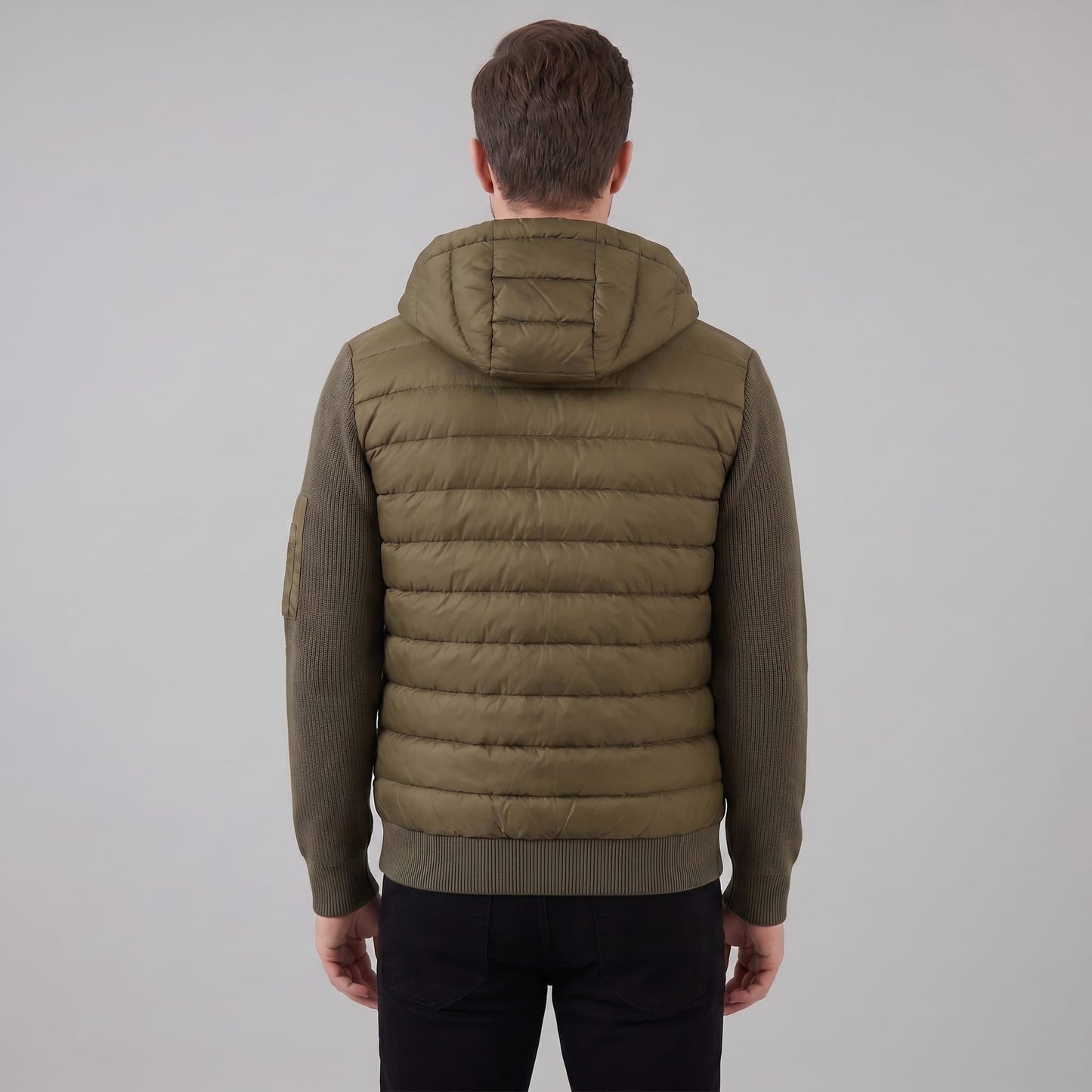 Herren Steppjacke mit Strickärmeln und Kapuze | Wieland_4