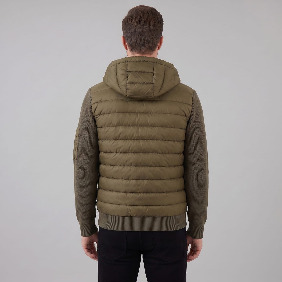 Herren Steppjacke mit Strickärmeln und Kapuze | Wieland