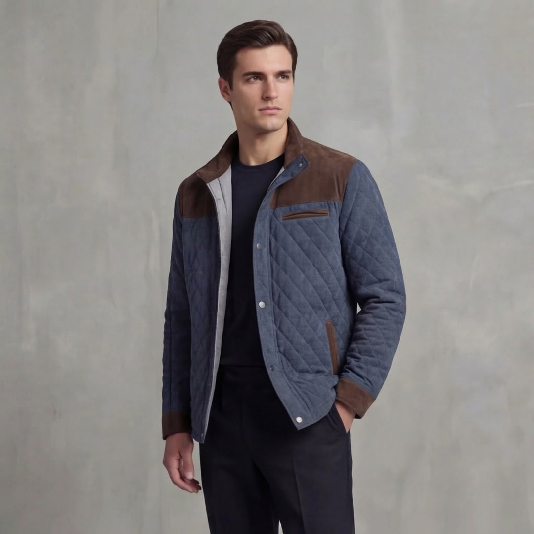 Herren Steppjacke mit Stehkragen und Kontrastpasse | Wilbert