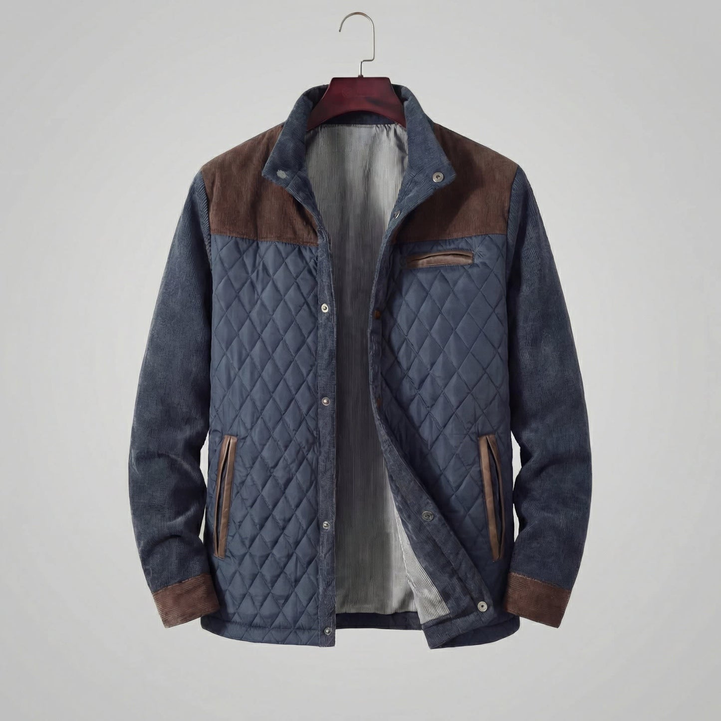 Herren Steppjacke mit Stehkragen und Kontrastpasse | Wilbert_2