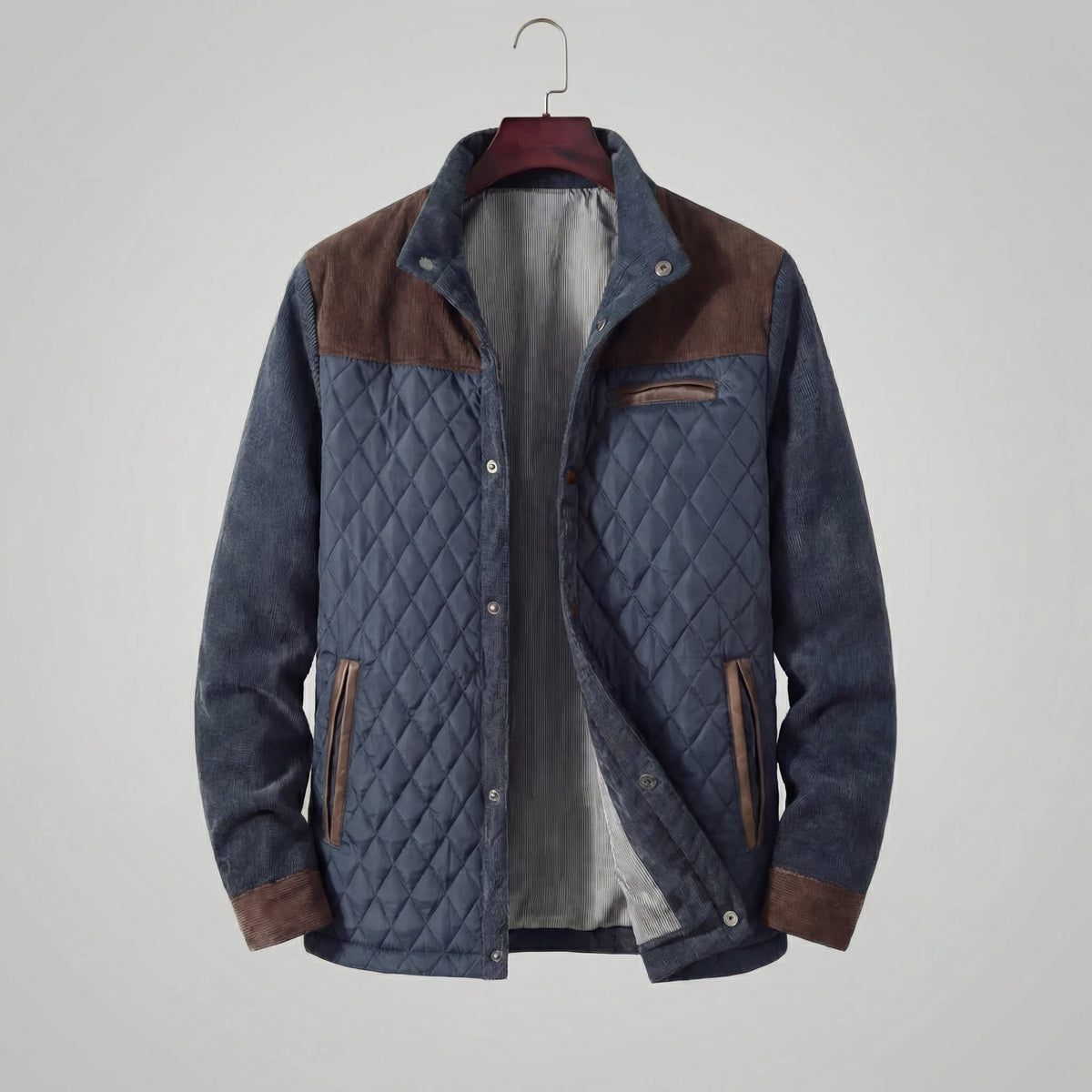 Herren Steppjacke mit Stehkragen und Kontrastpasse | Wilbert