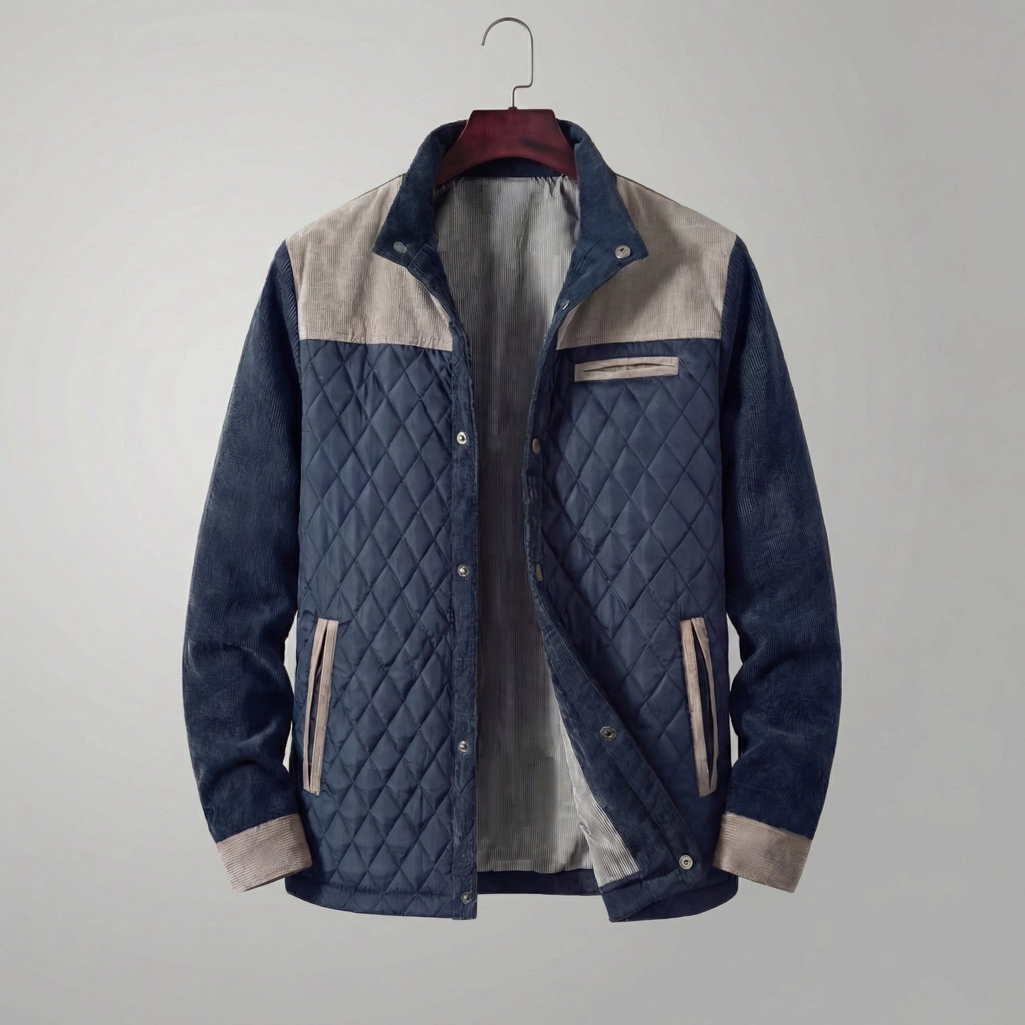 Herren Steppjacke mit Stehkragen und Kontrastpasse | Wilbert_3