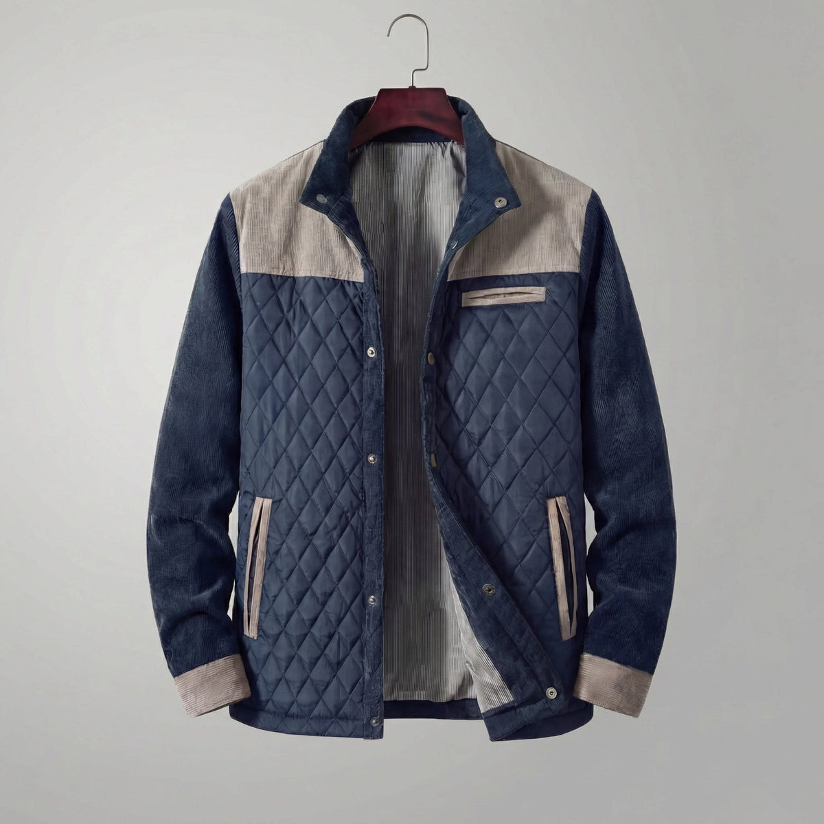 Herren Steppjacke mit Stehkragen und Kontrastpasse | Wilbert