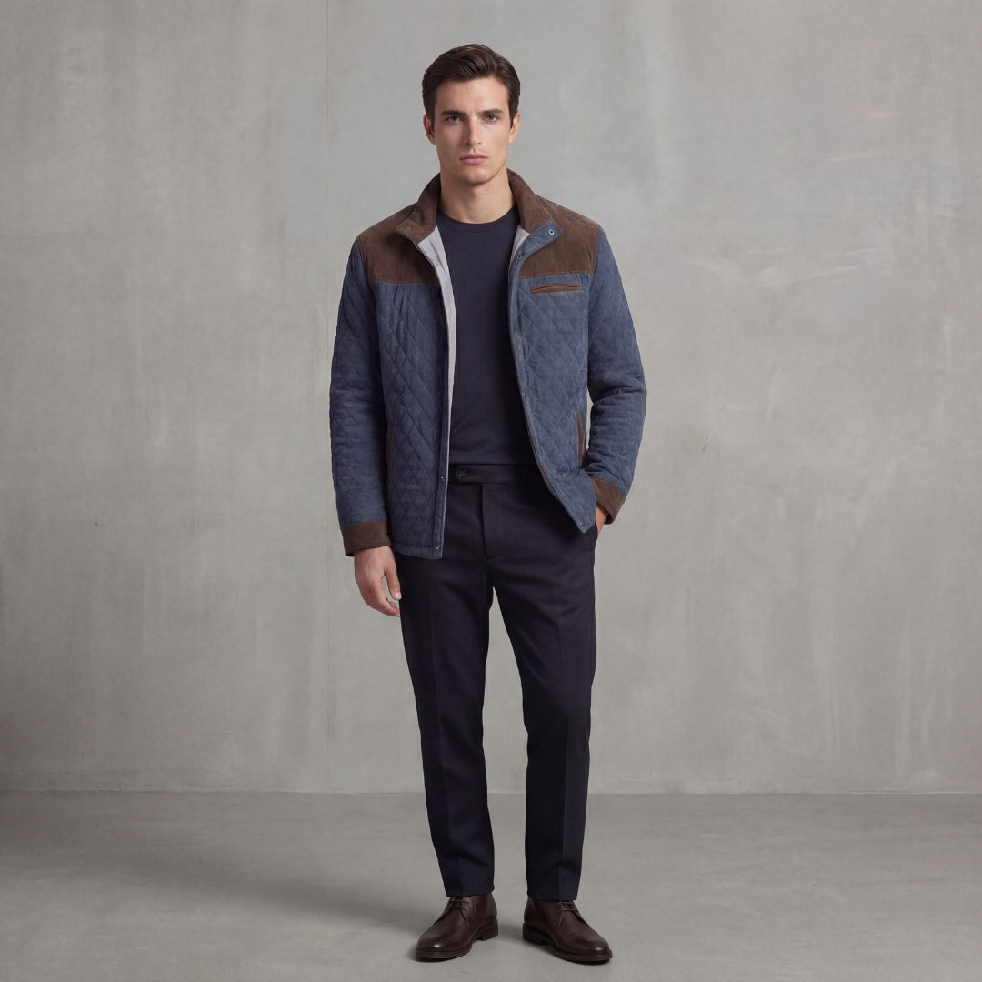 Herren Steppjacke mit Stehkragen und Kontrastpasse | Wilbert