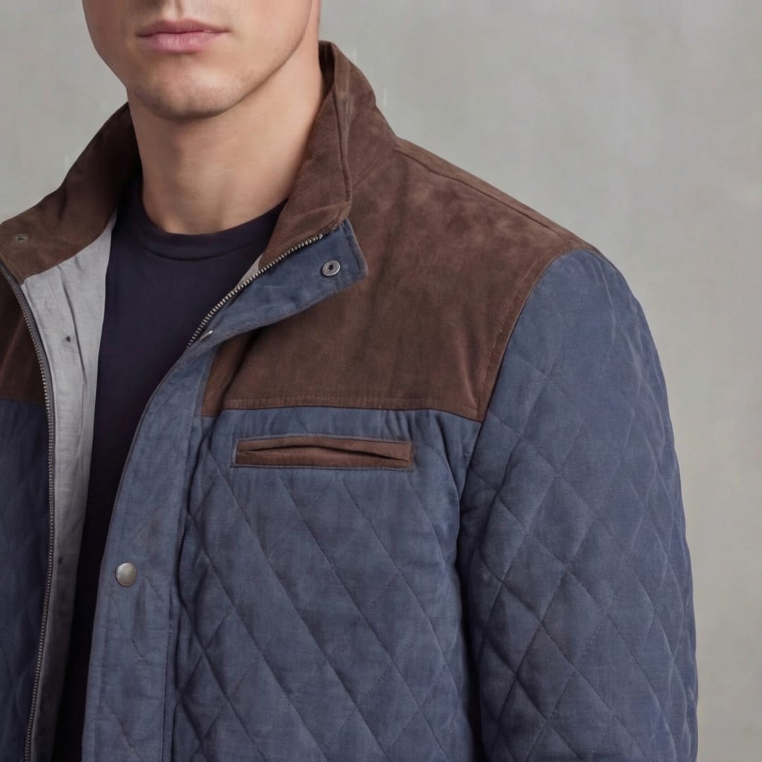 Herren Steppjacke mit Stehkragen und Kontrastpasse | Wilbert