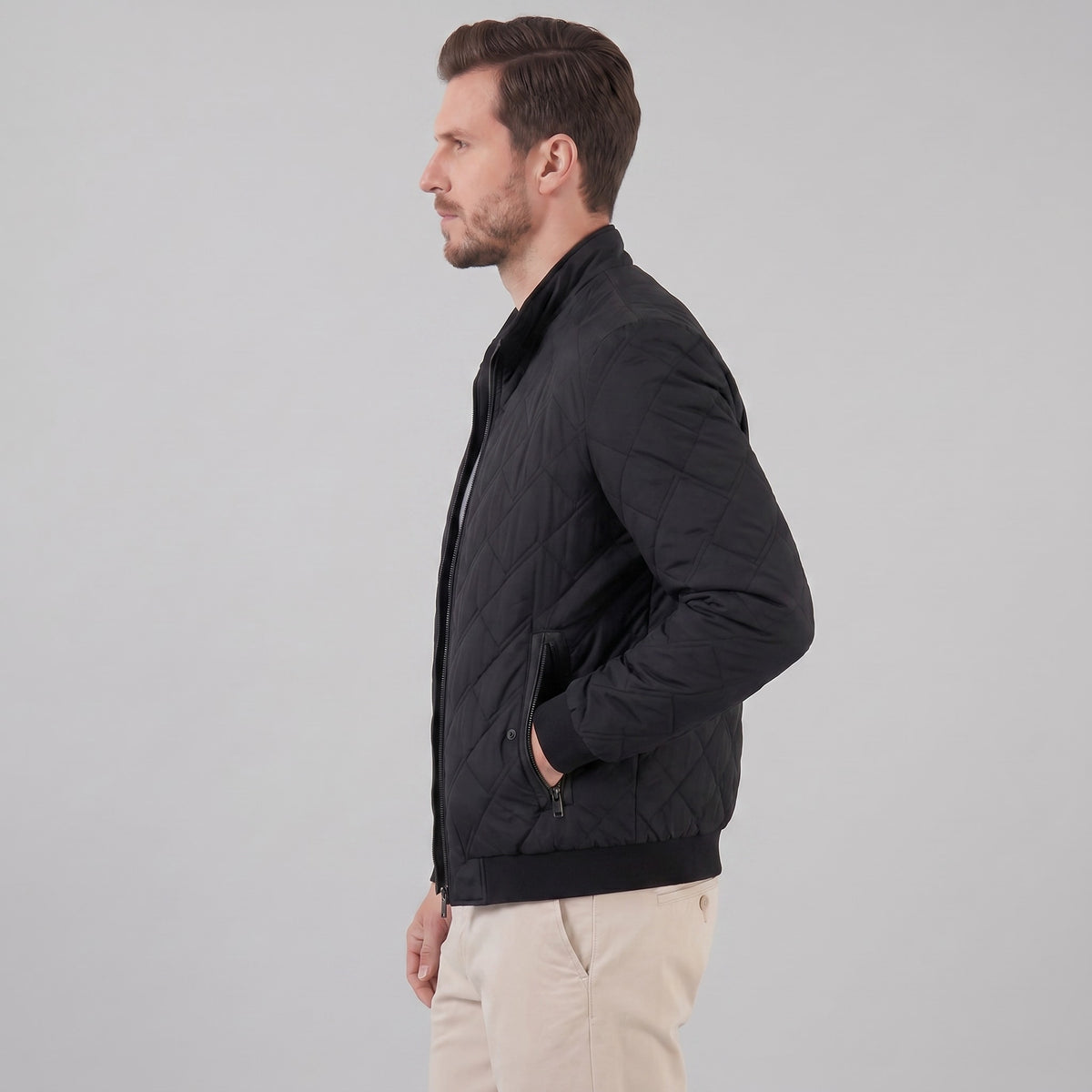 Herren Steppjacke mit Reißverschluss | Wolf_2