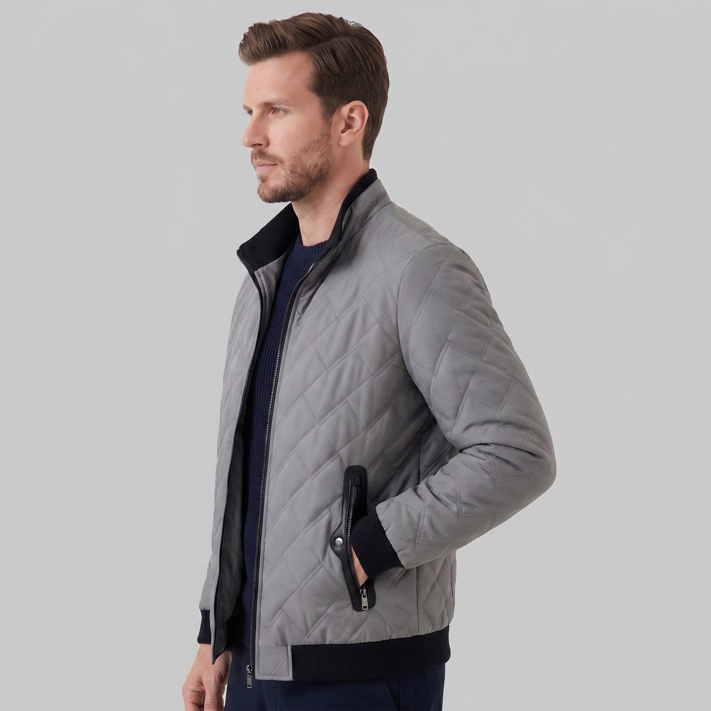 Herren Steppjacke mit Reißverschluss | Wolf_7