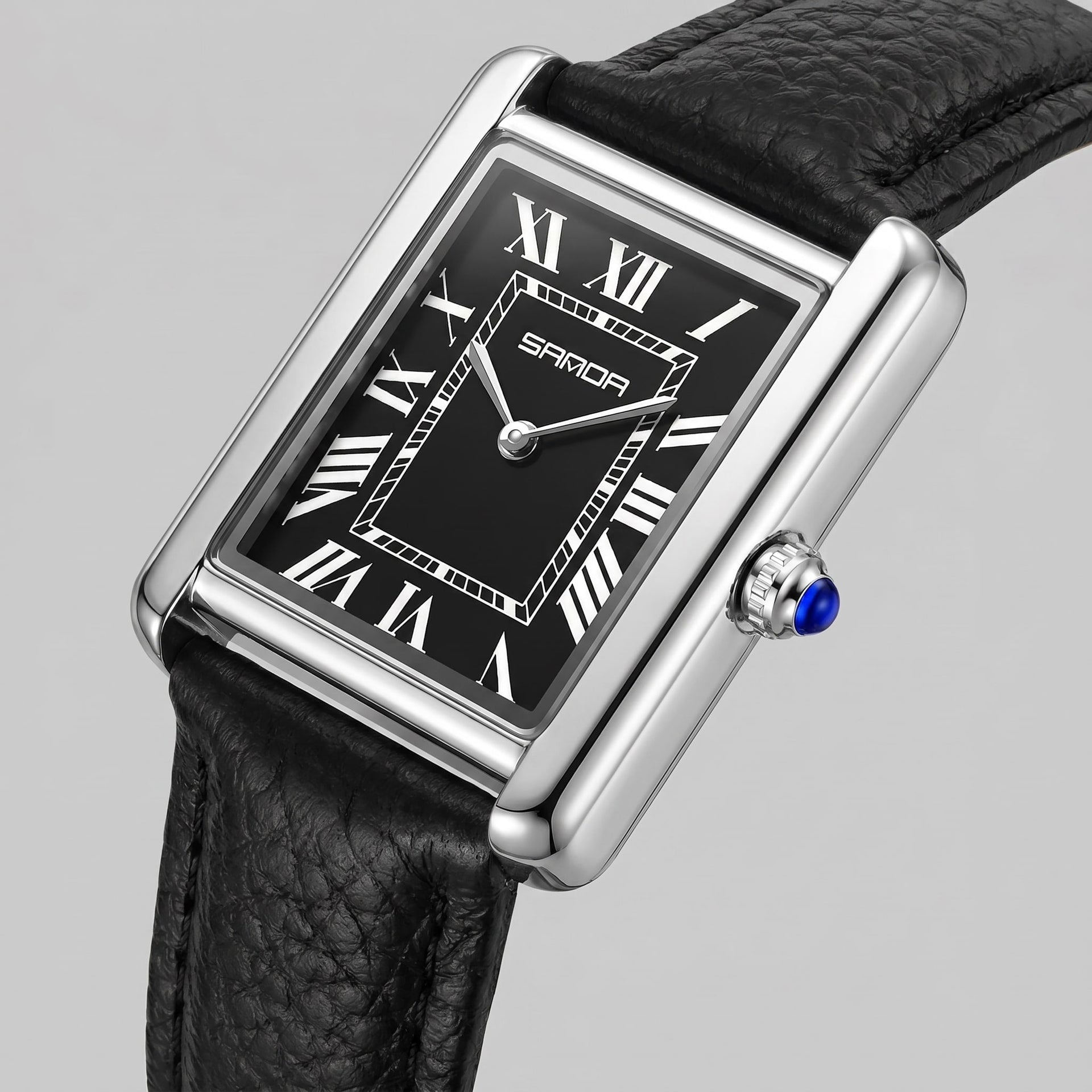 Herren Armbanduhr rechteckig mit Lederarmband | Hein