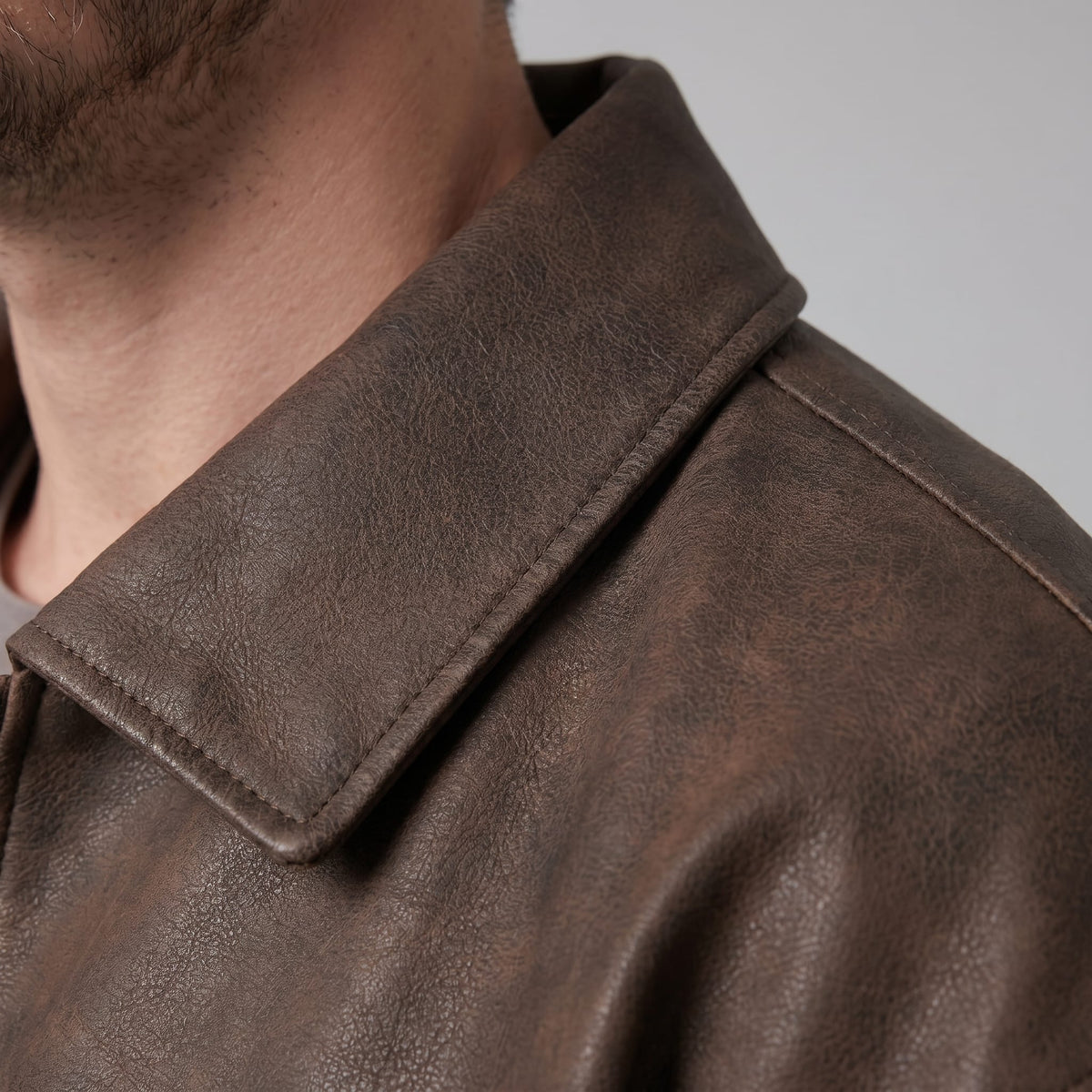 Herren Kunstlederjacke mit Hemdkragen | Wulf_10