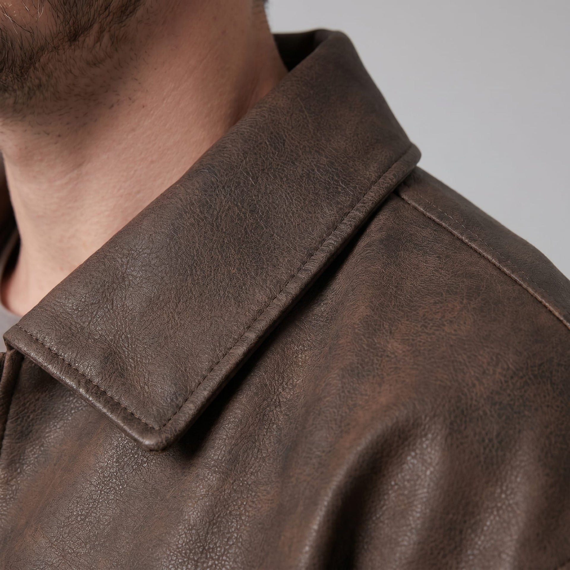 Herren Kunstlederjacke mit Hemdkragen | Wulf