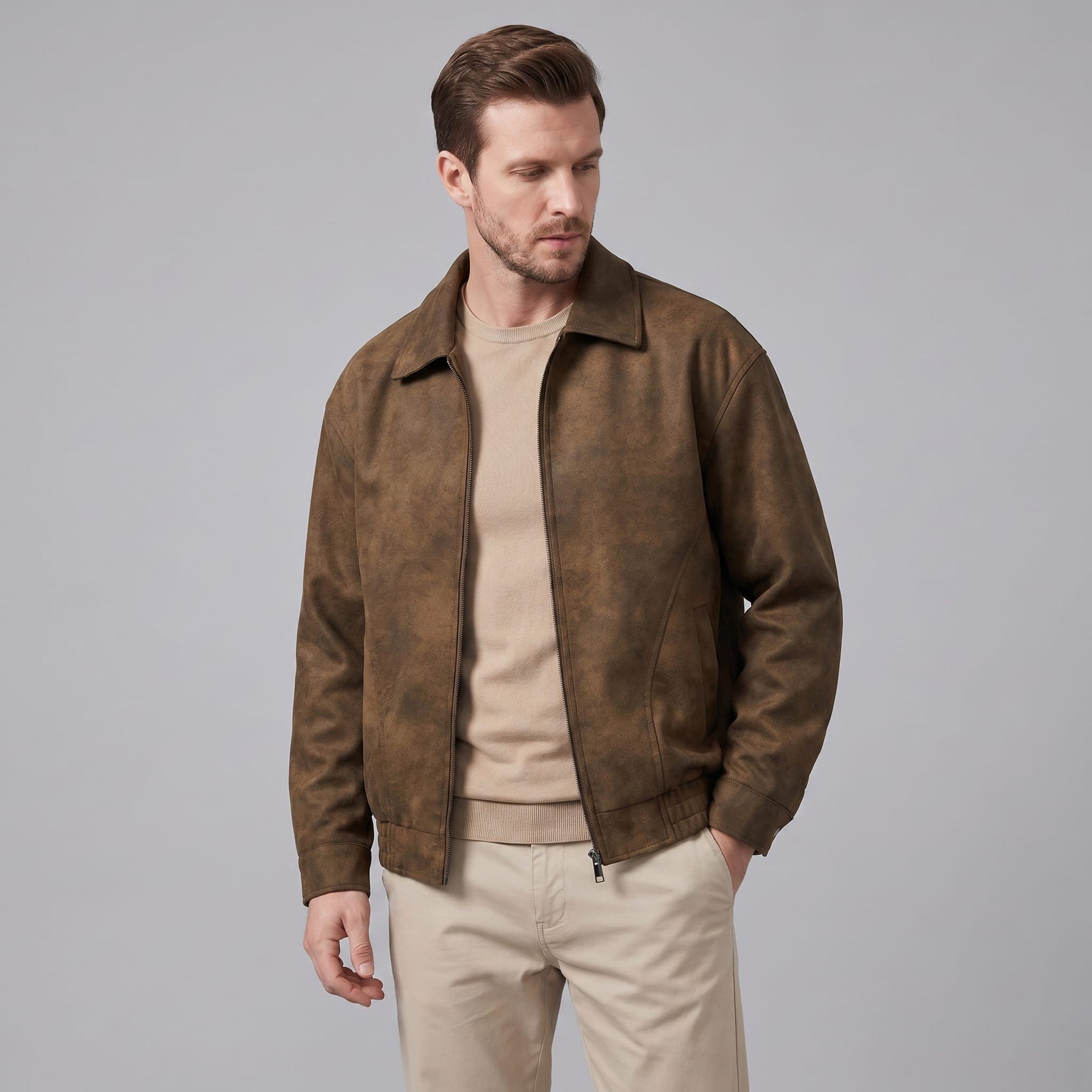 Herren Kunstlederjacke mit Hemdkragen | Wulf