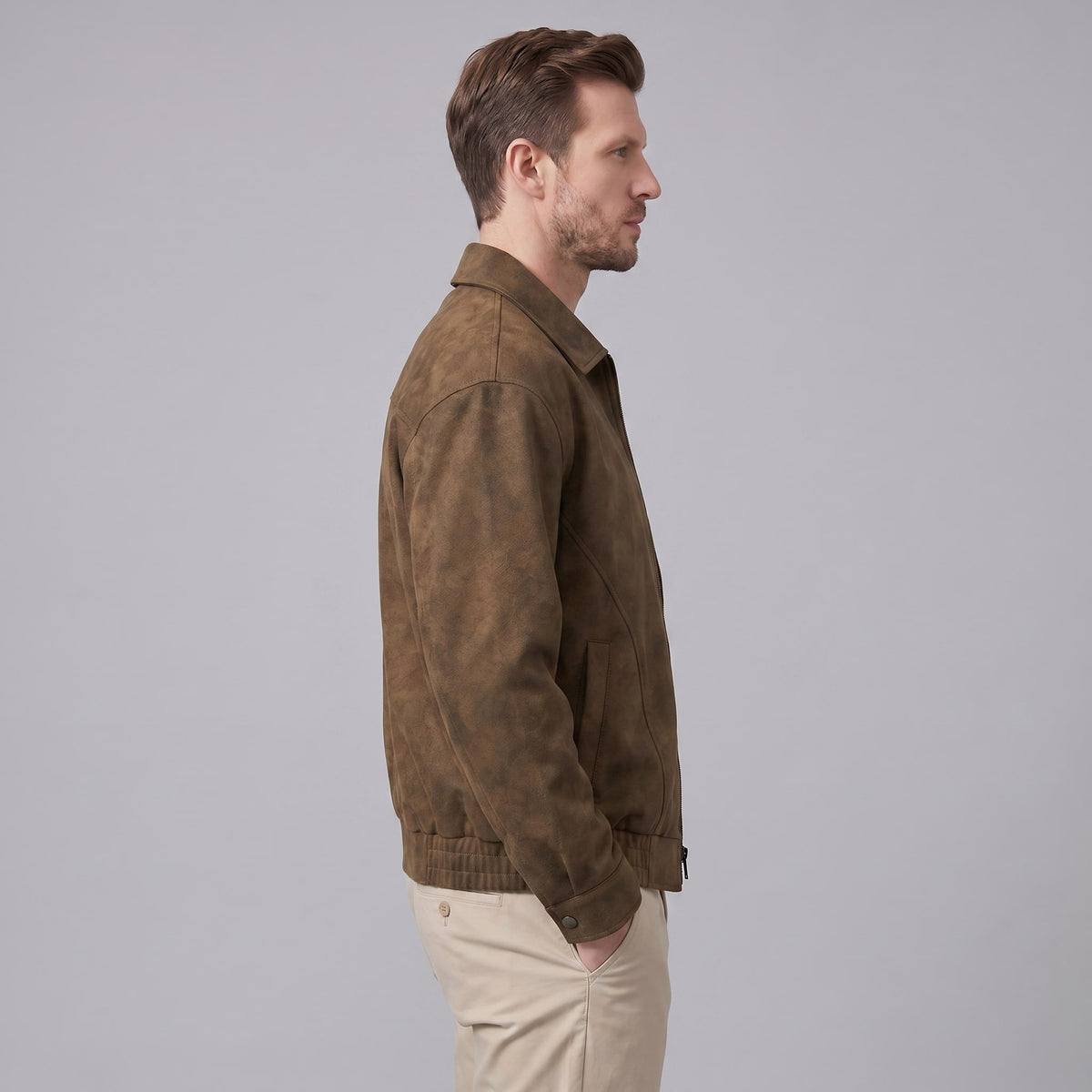 Herren Kunstlederjacke mit Hemdkragen | Wulf