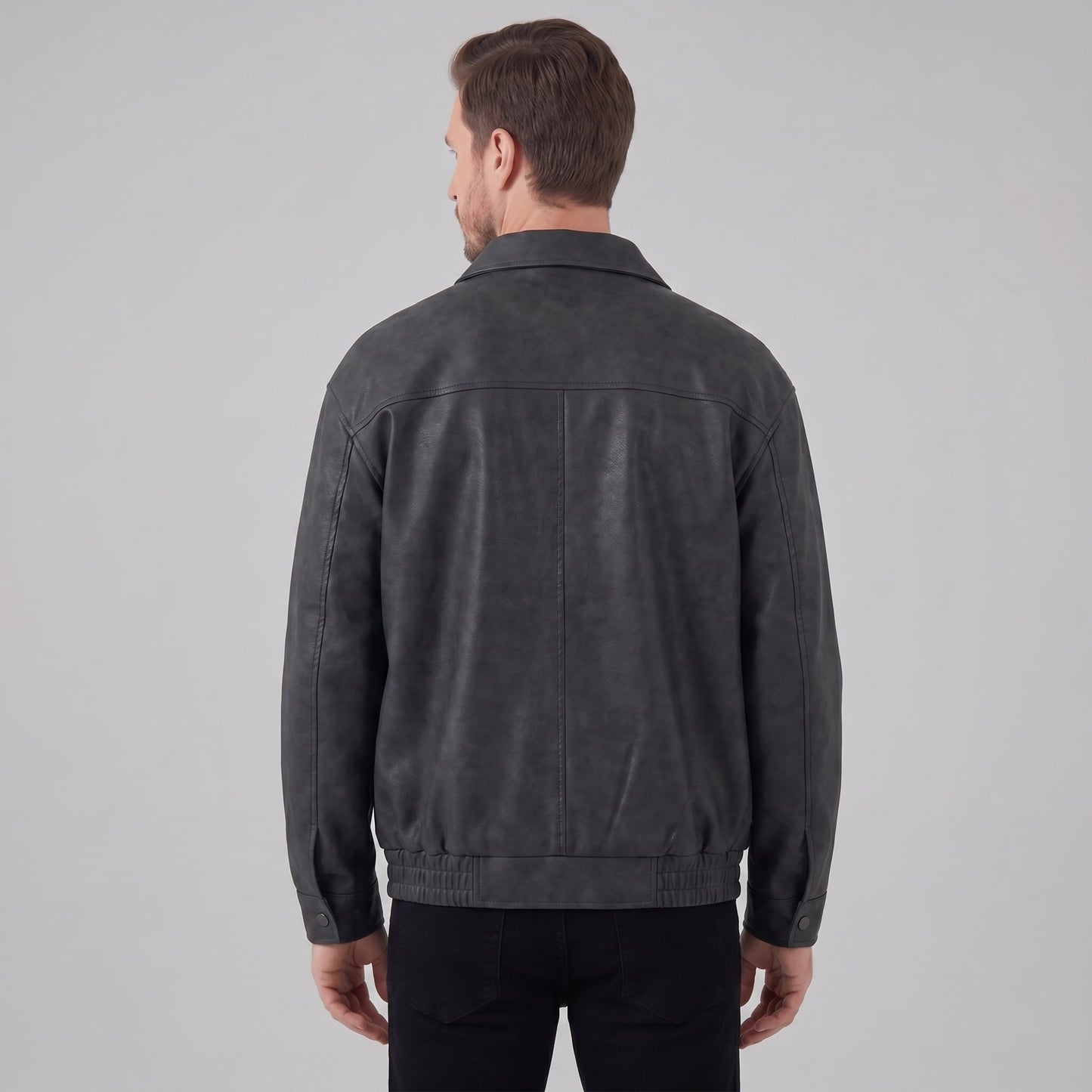 Herren Kunstlederjacke mit Hemdkragen | Wulf_4