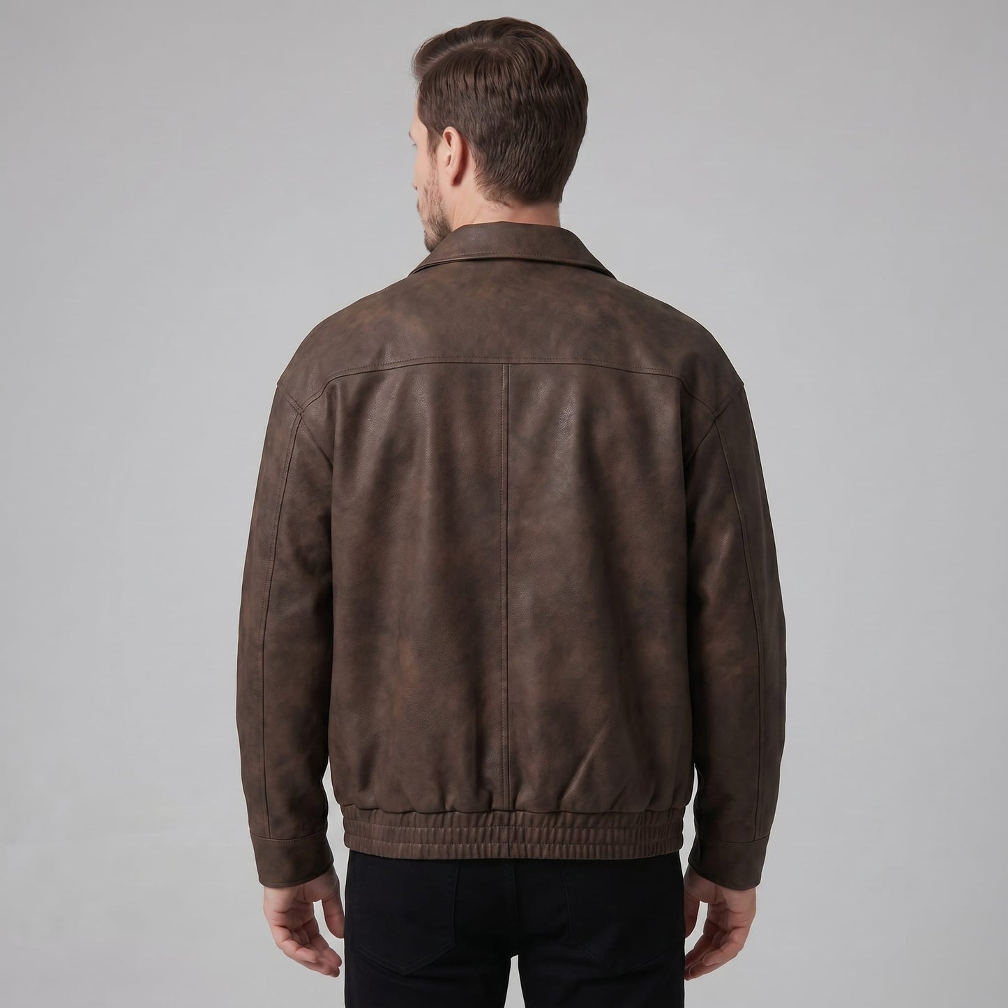 Herren Kunstlederjacke mit Hemdkragen | Wulf_9