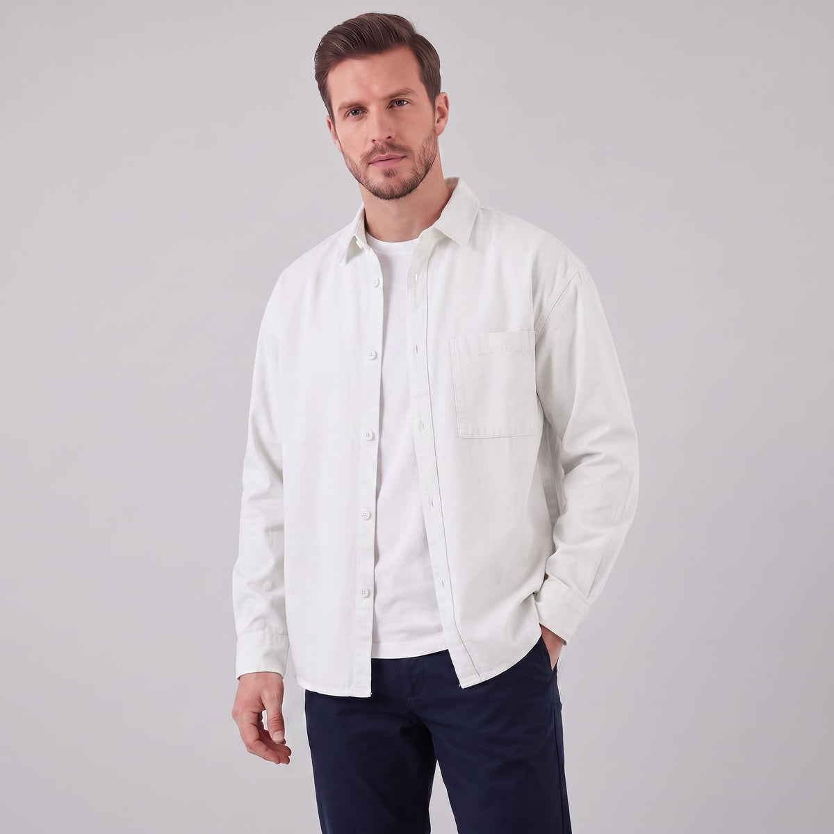 Herren Hemdjacke Oversize mit Brusttasche | Frank_1