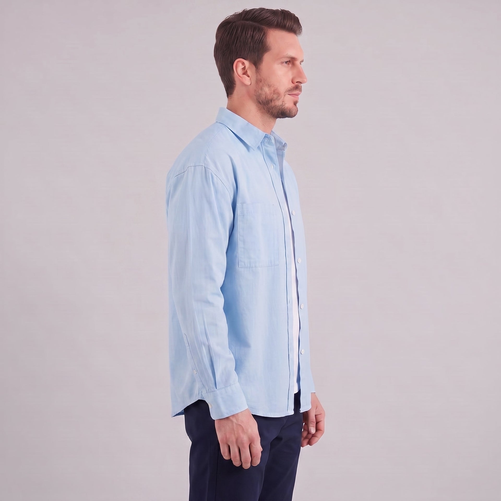 Herren Hemdjacke Oversize mit Brusttasche | Frank
