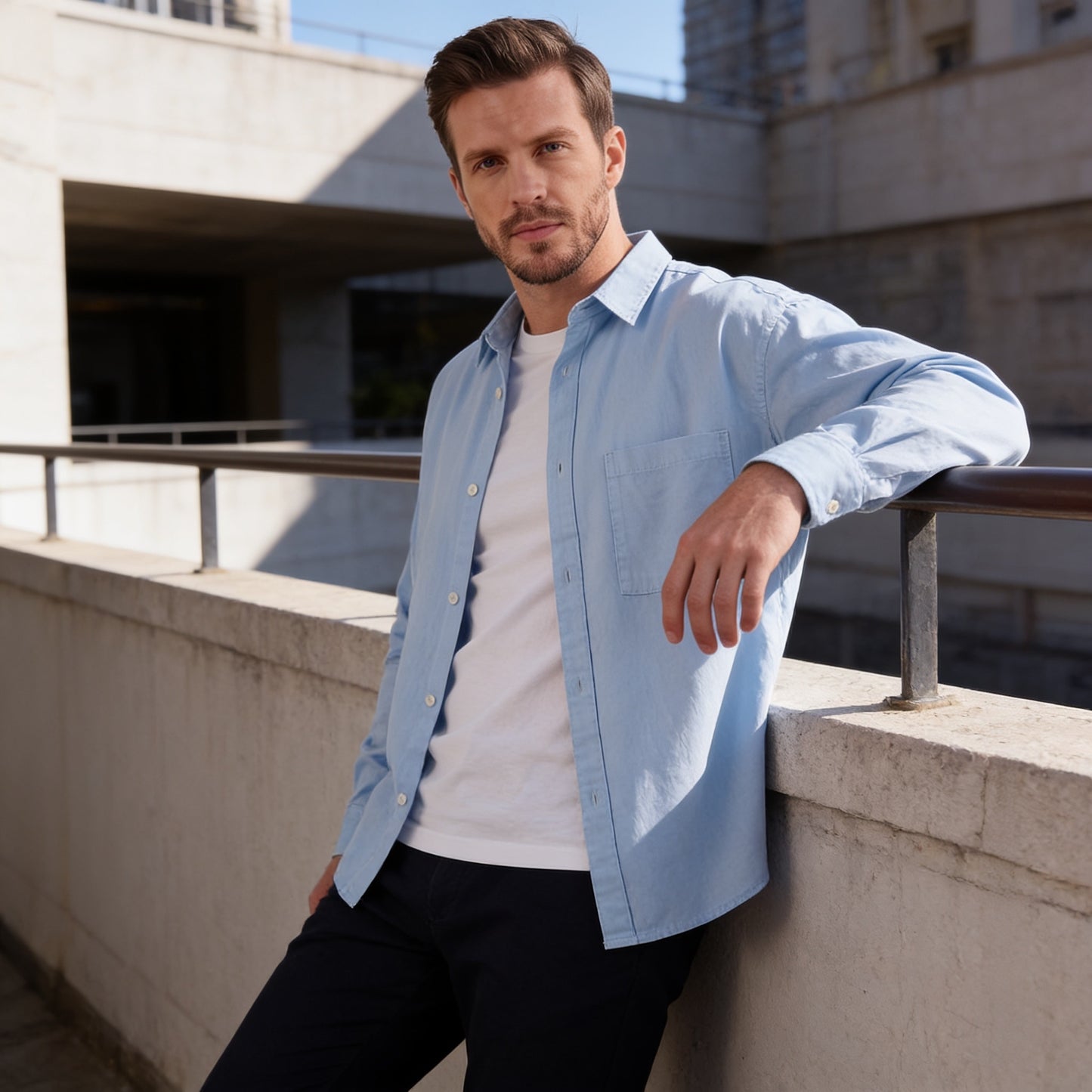 Herren Hemdjacke Oversize mit Brusttasche | Frank_12
