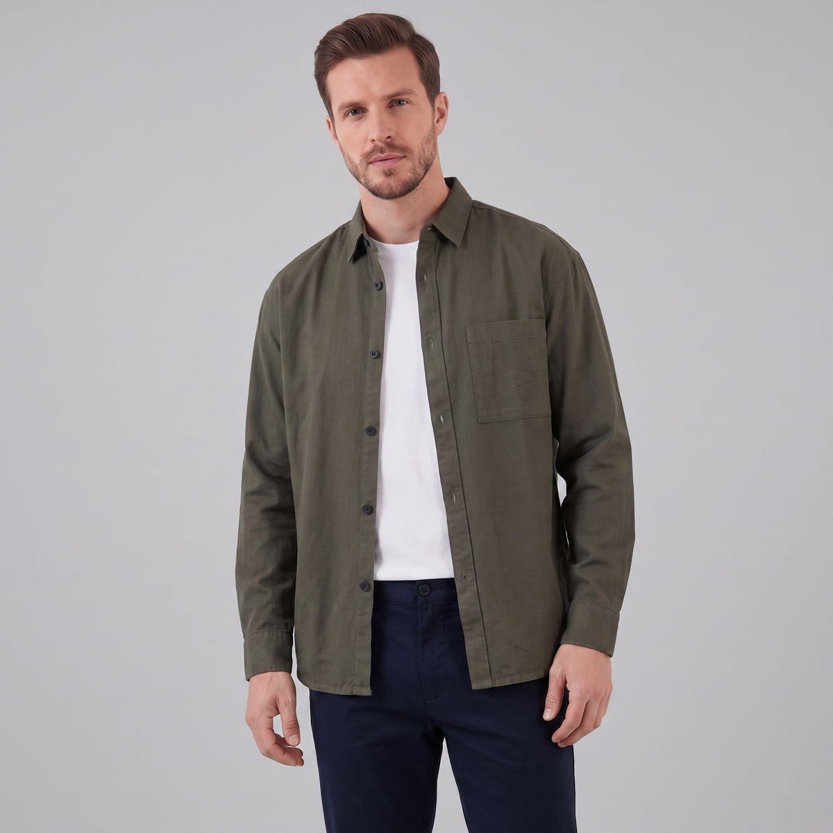 Herren Hemdjacke Oversize mit Brusttasche | Frank