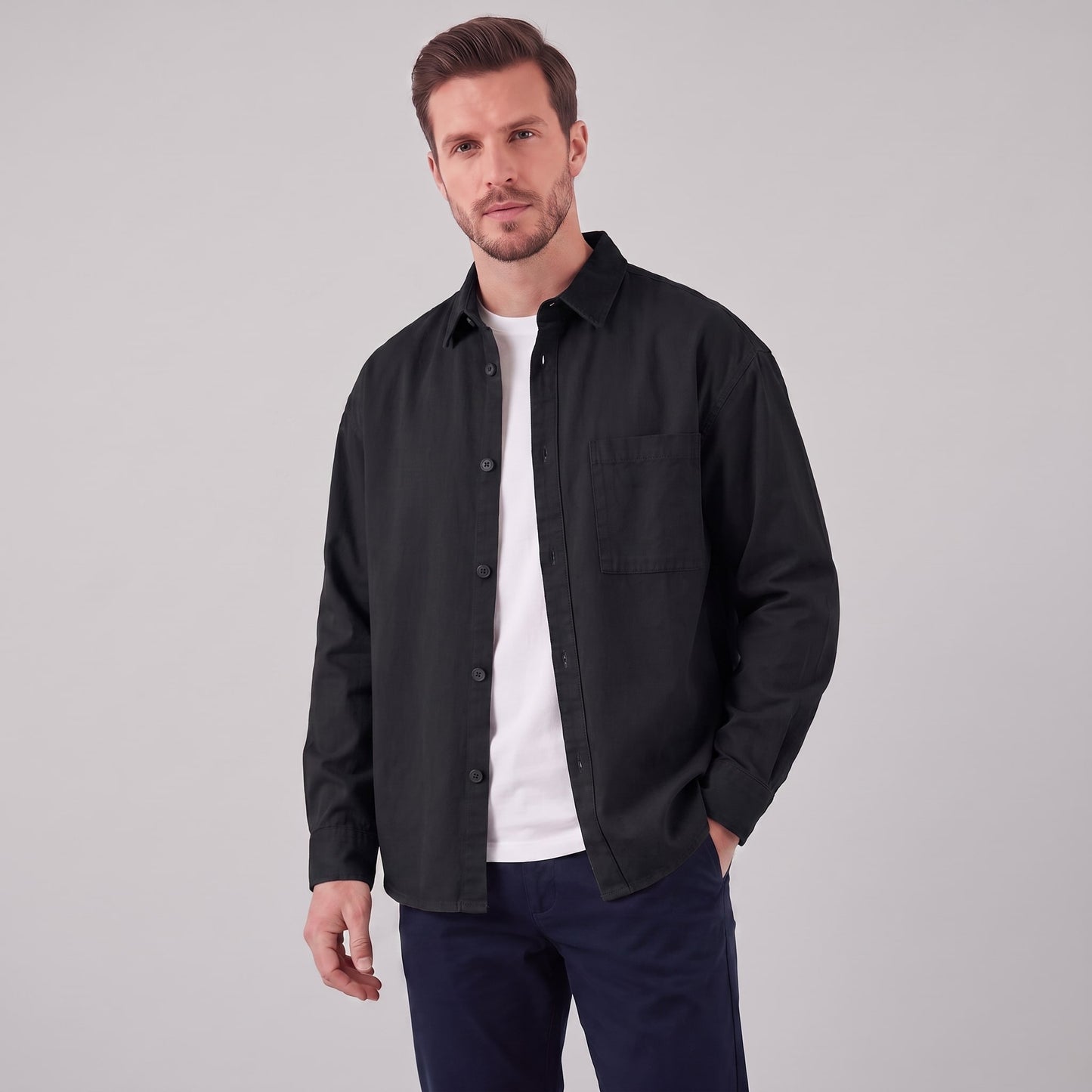 Herren Hemdjacke Oversize mit Brusttasche | Frank_31