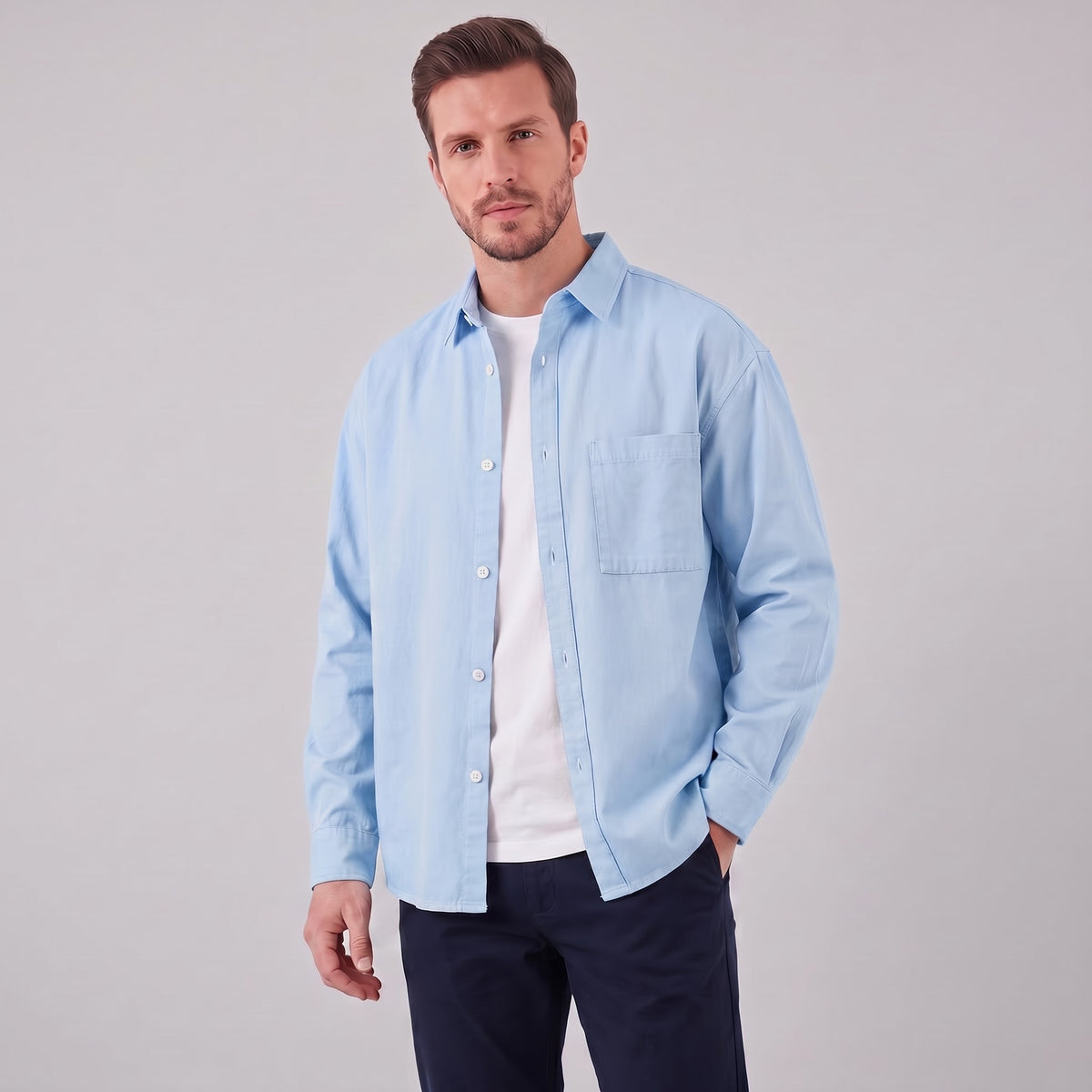 Herren Hemdjacke Oversize mit Brusttasche | Frank