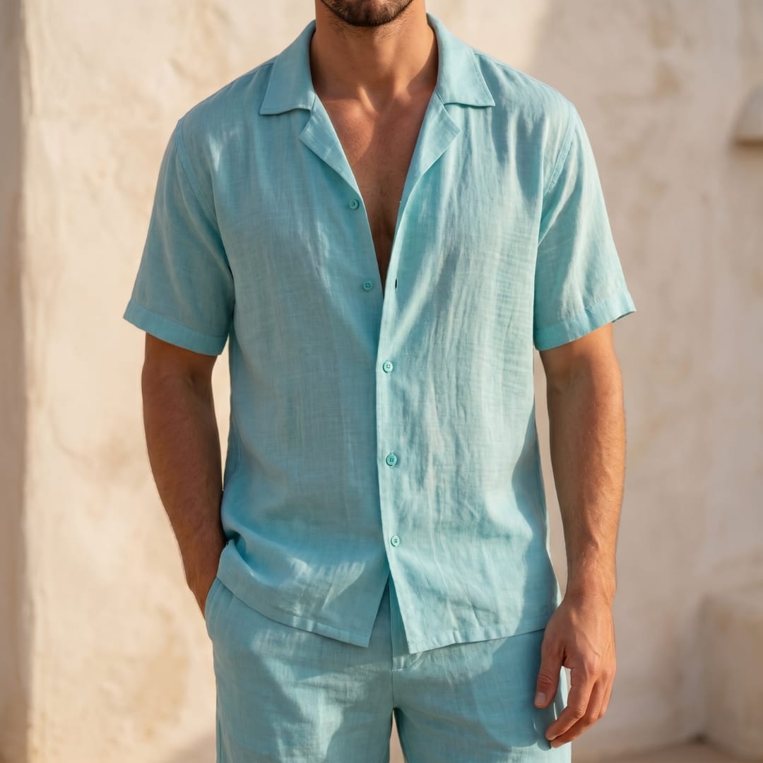 Herren Sommerset mit Kubakragen und Kordelzug | Arndt_11